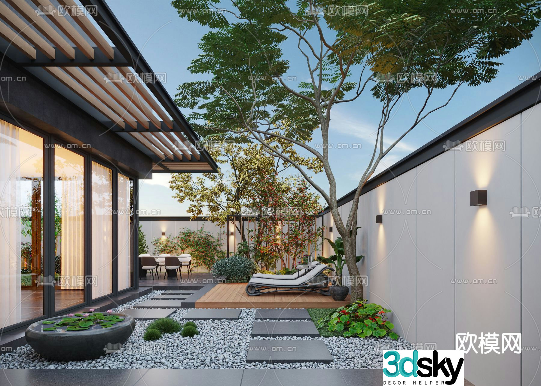 Home courtyard villa courtyard 3d model