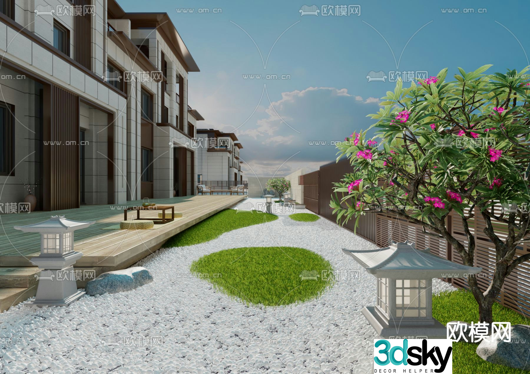 Villa courtyard garden 3d model