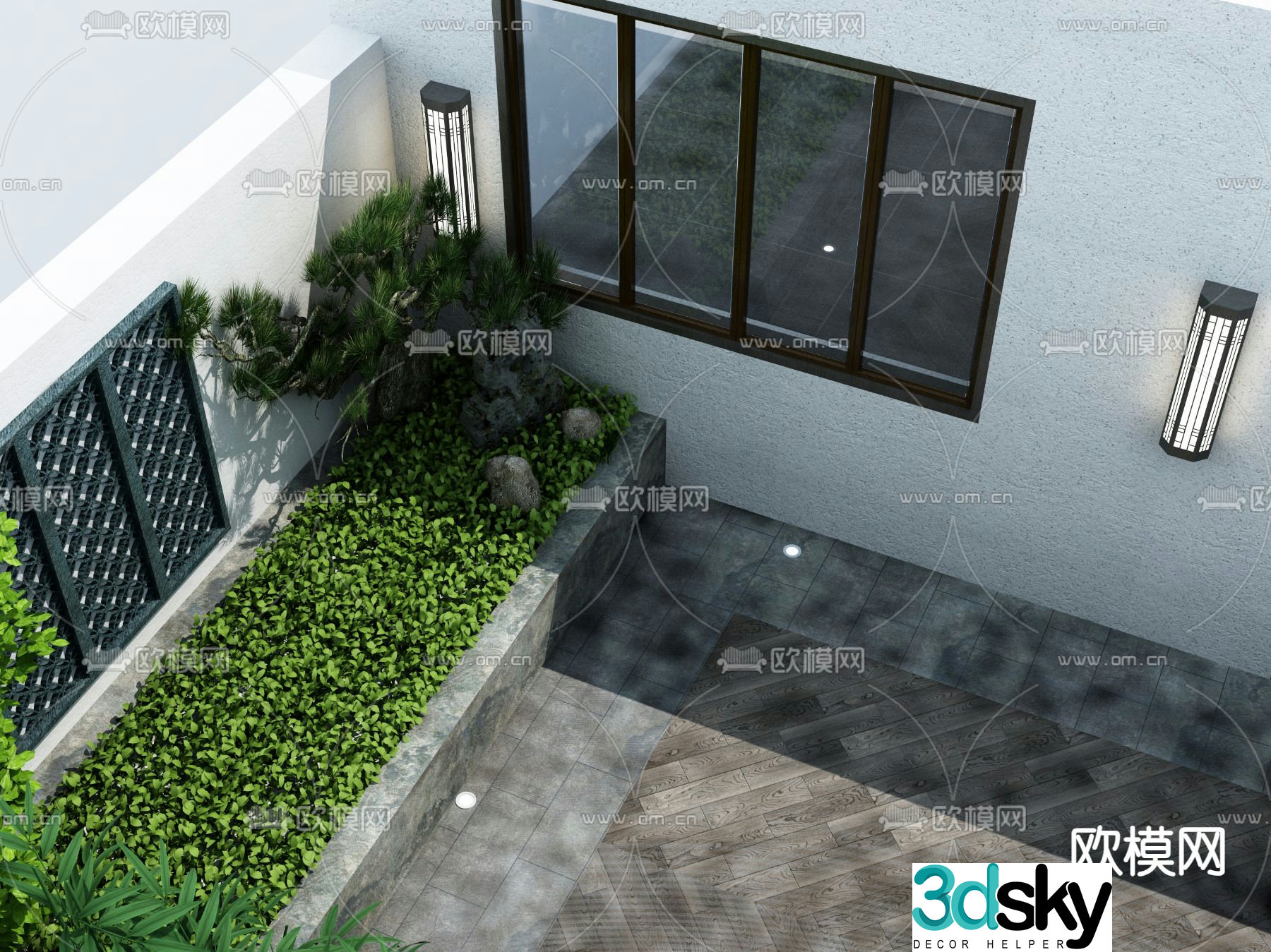 Courtyard landscape garden 3d model
