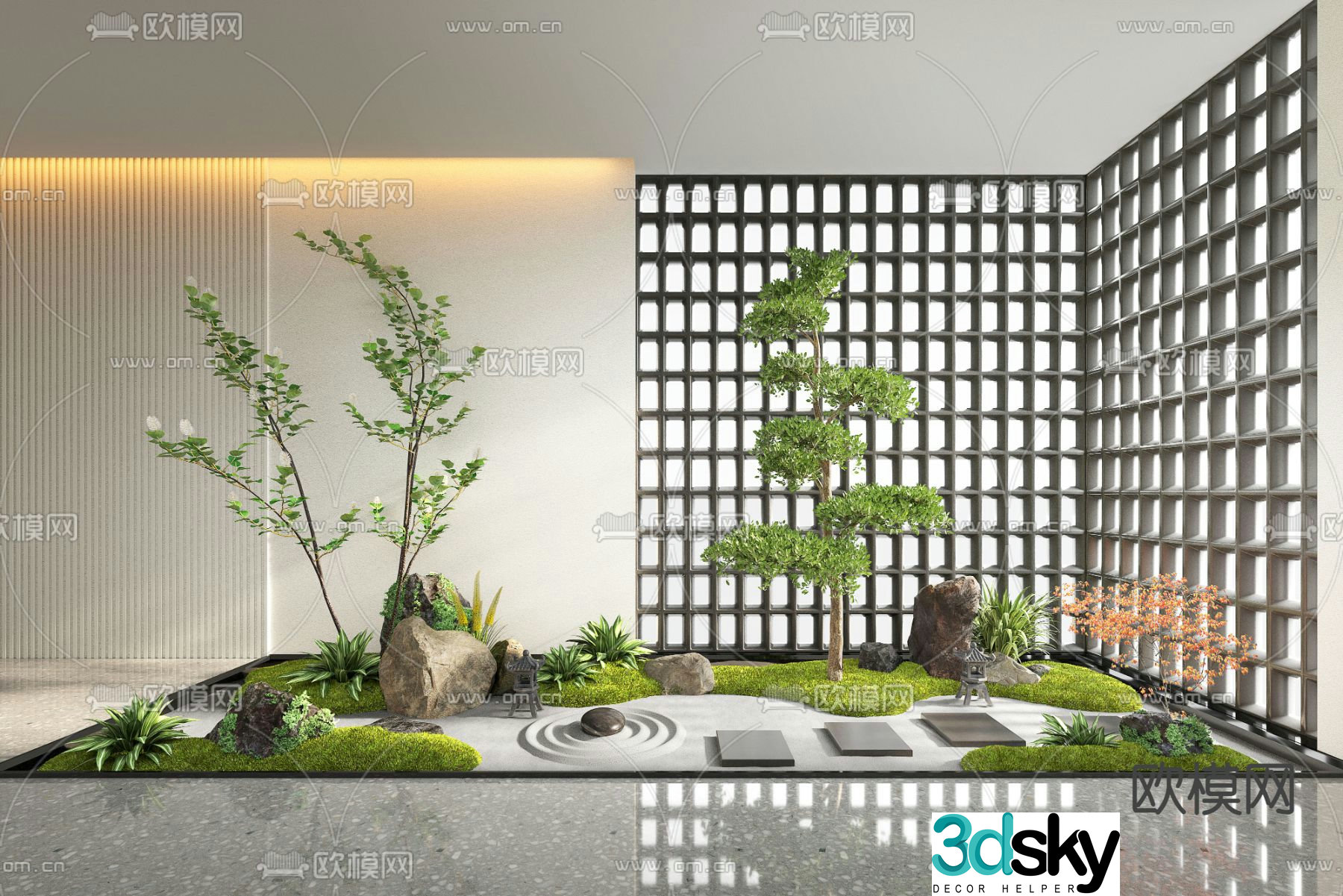 Indoor landscaping bryophytes 3d model