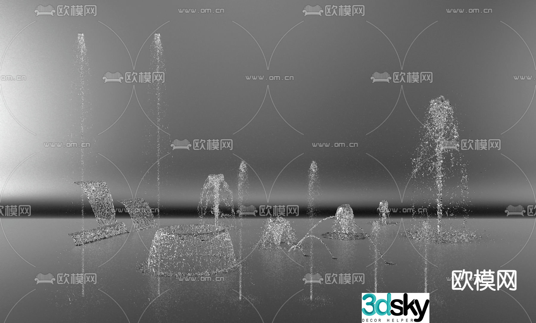 fountain flowing water falling water 3d model