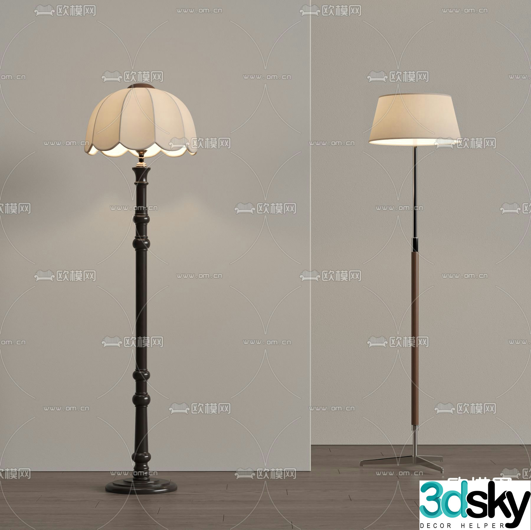 Medieval style floor lamp 3d model