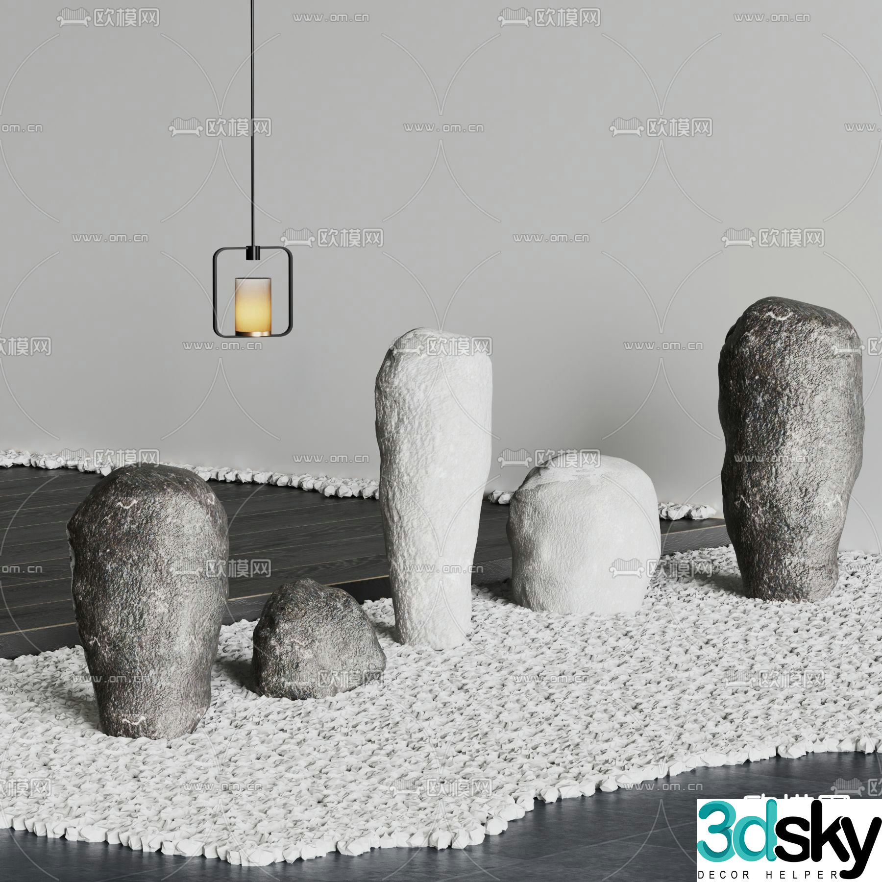 Landscape stones cobblestone 3d model