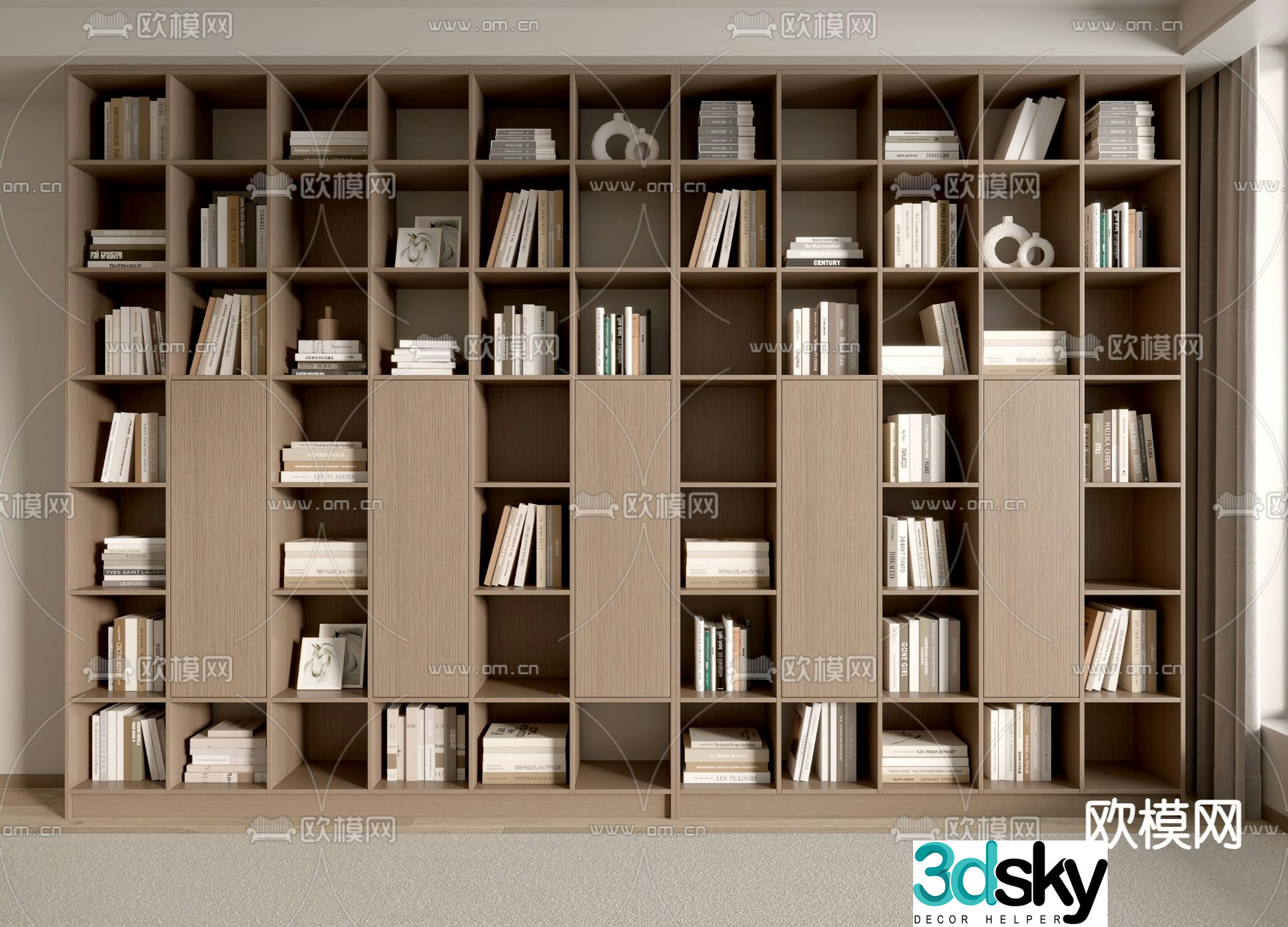 Bookcase Decorative Cabinet 3D Model