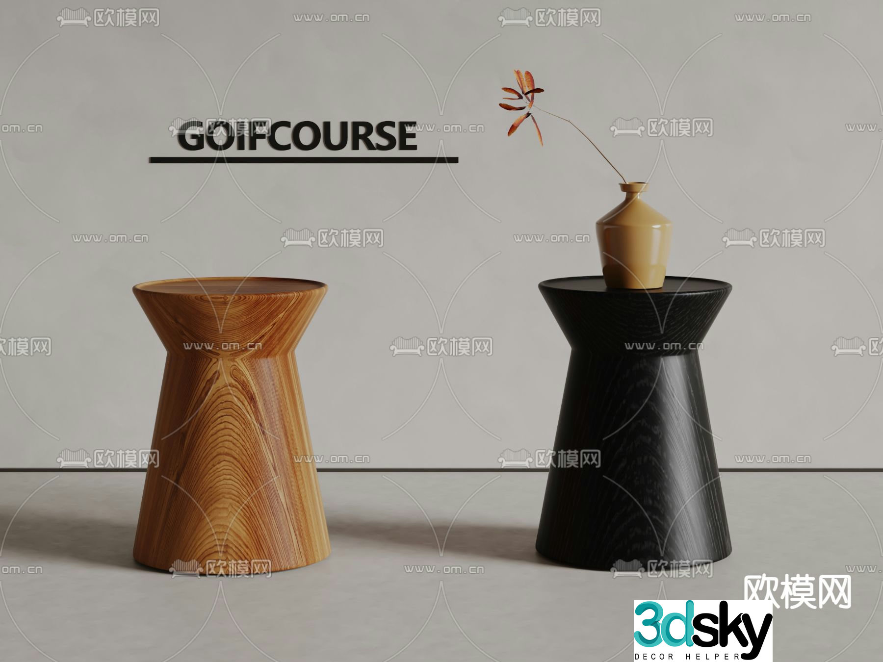 Modern side table corner table round table 3D model