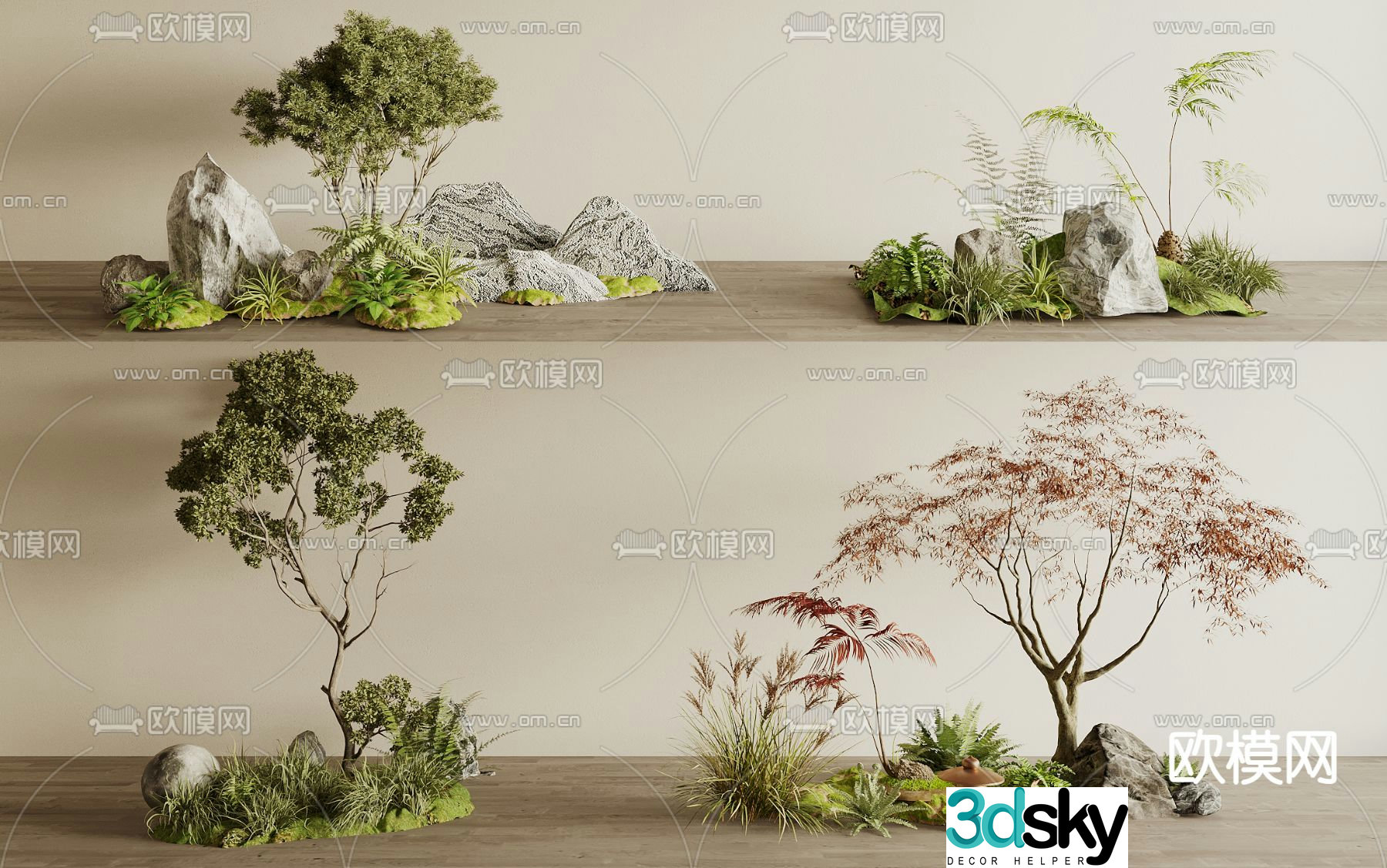 Green plant landscaping courtyard sketch 3D model