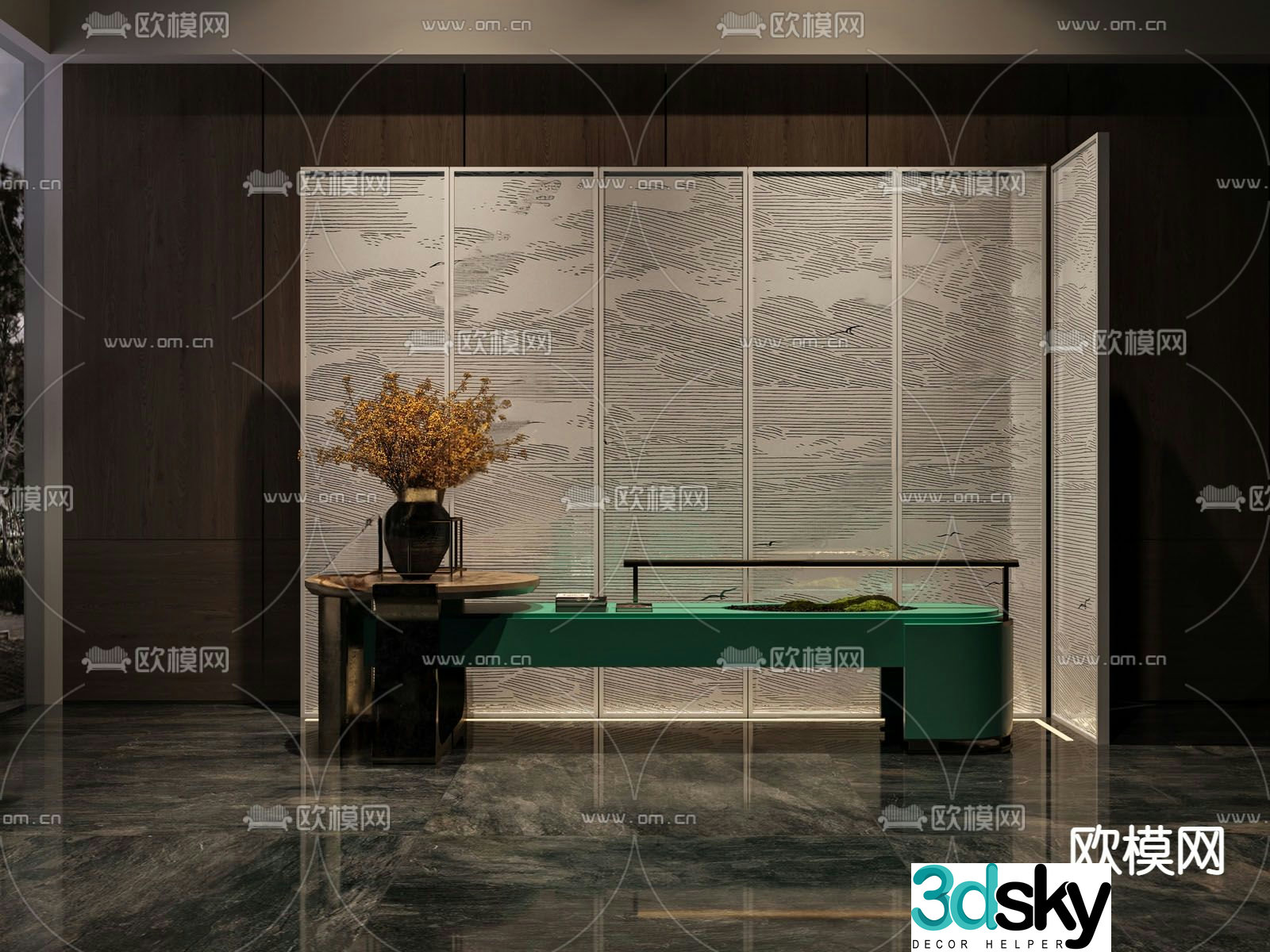 Hotel landscape table 3D model