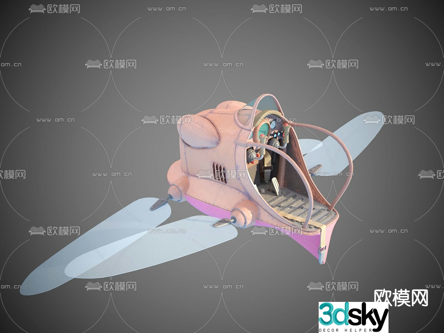 Cartoon spaceship 3d model