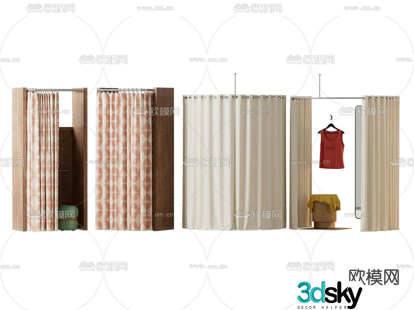 Clothing store fitting room 3d model
