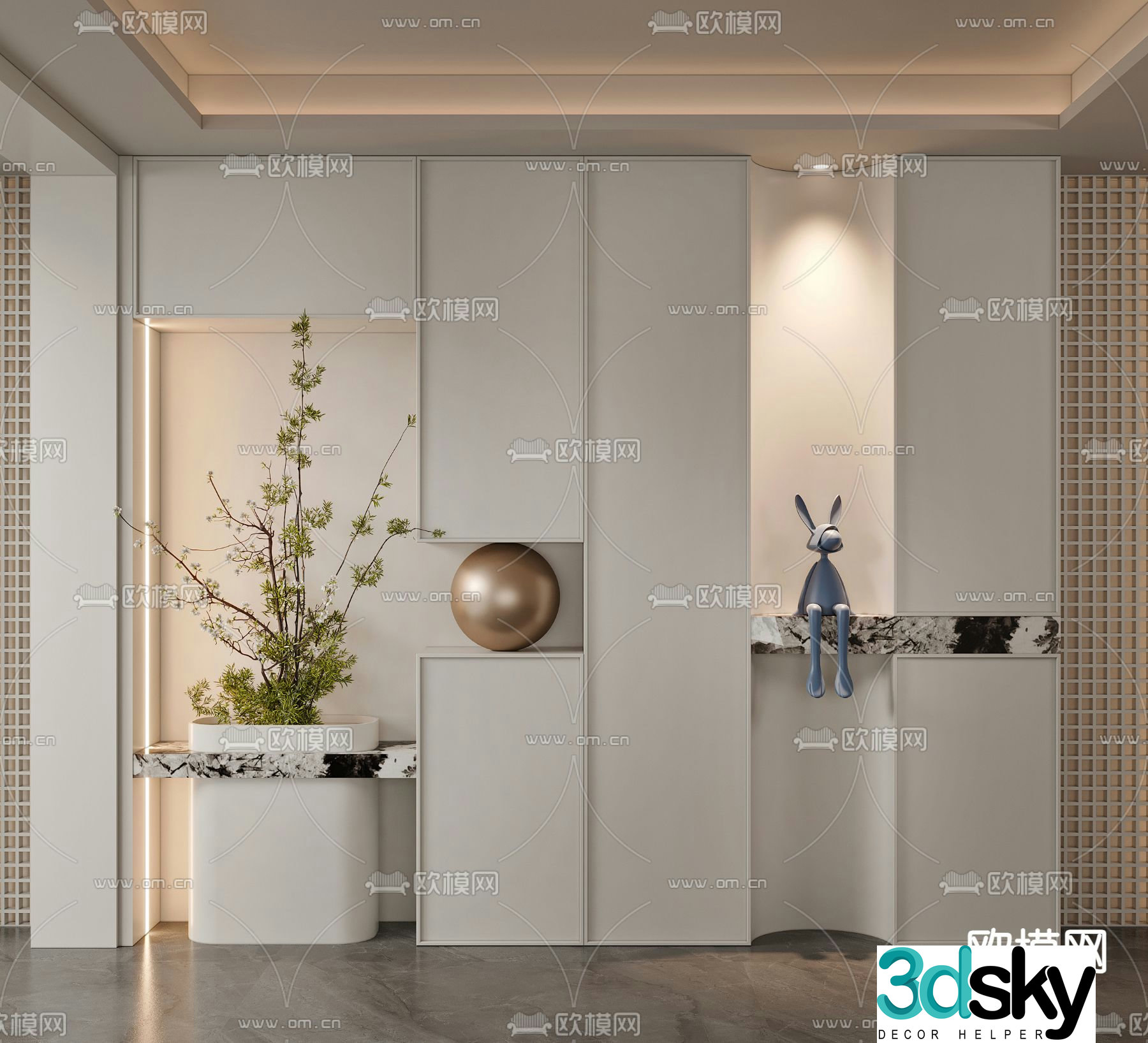 Modern shoe cabinet entrance decoration cabinet 3d model