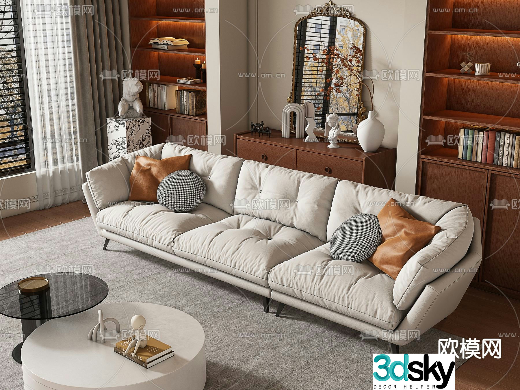 Medieval style multi-person sofa leisure sofa 3d model