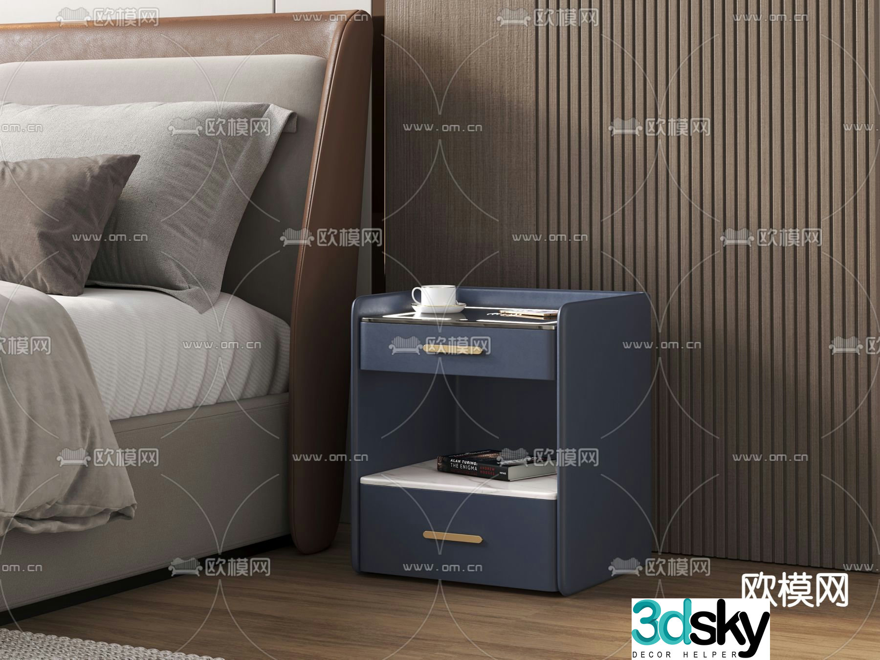 Bedside table storage cabinet 3d model