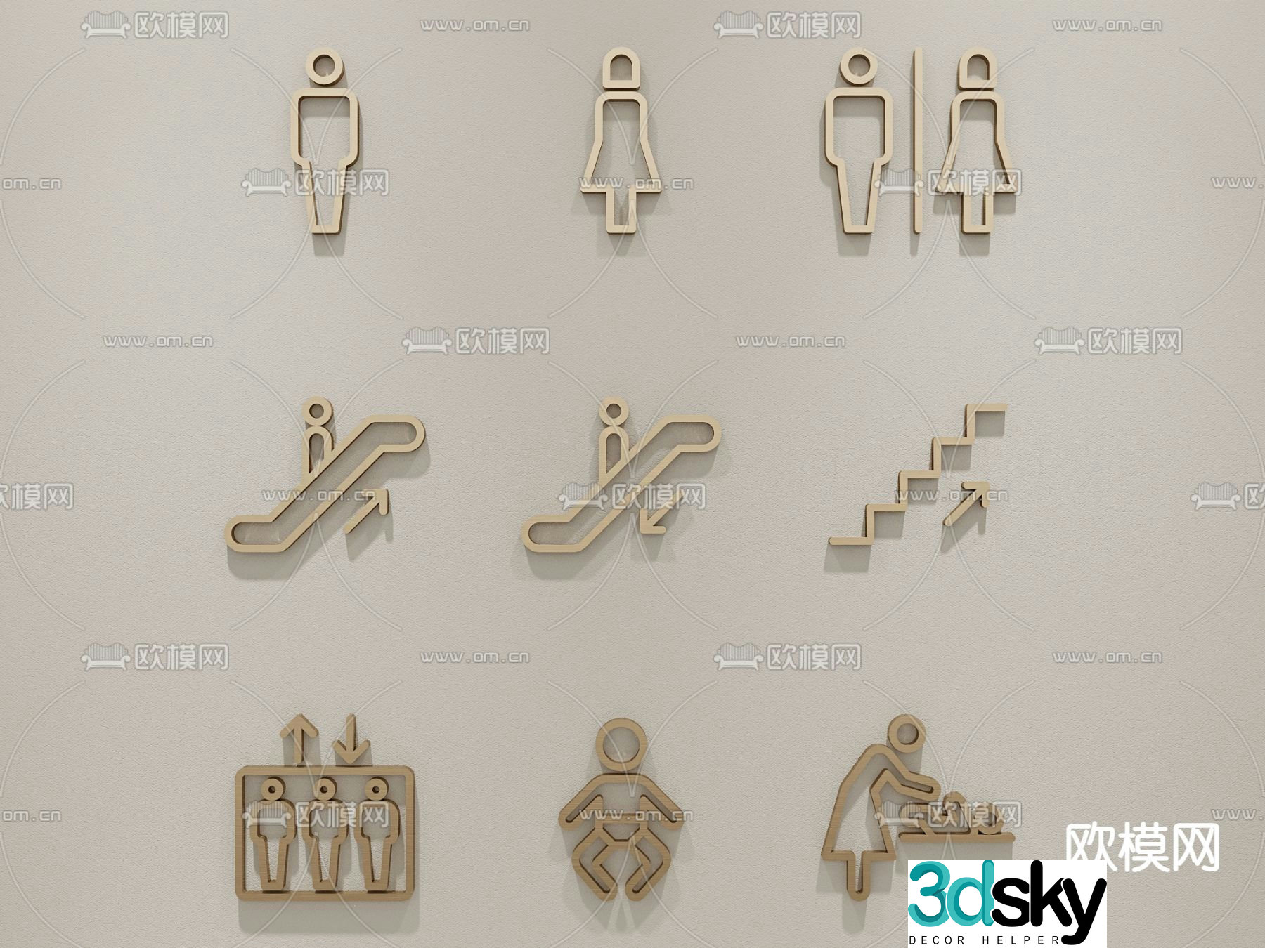 Bathroom signage 3D model