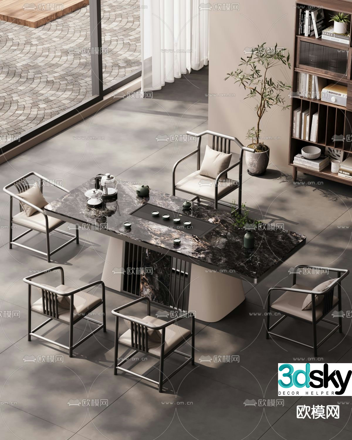 New Chinese style tea table tea table 3d model