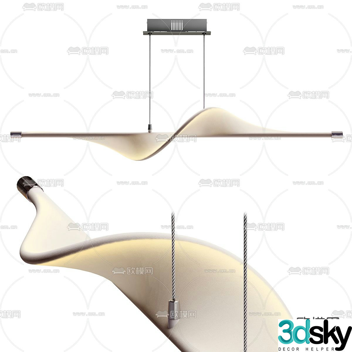 Long chandelier art chandelier 3d model