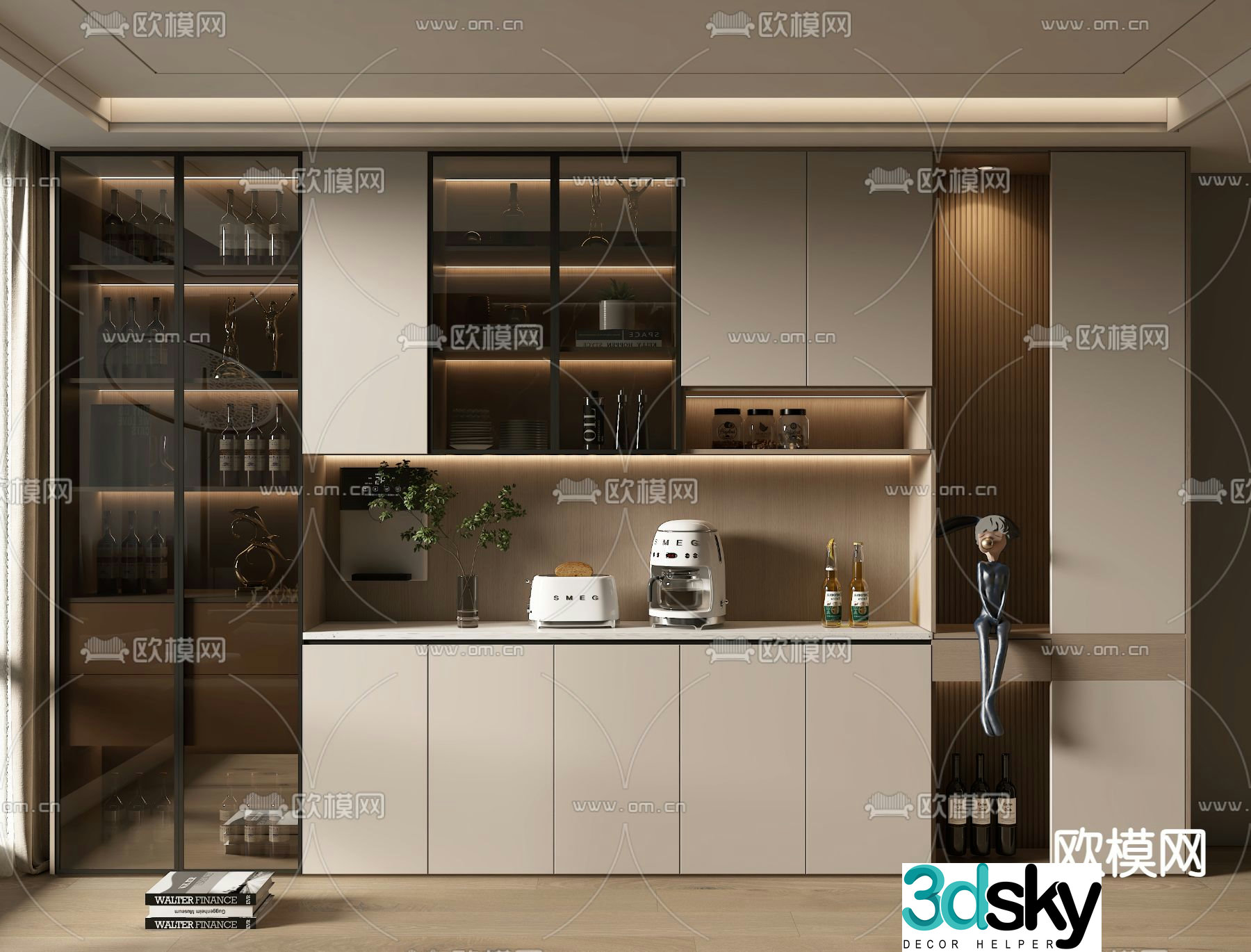 Modern wine cabinet 3d model