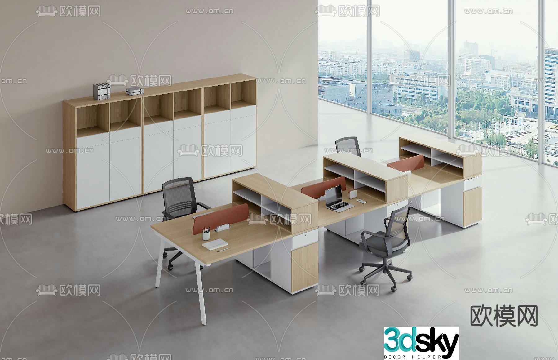 Office desk and chair position workstation 3d model