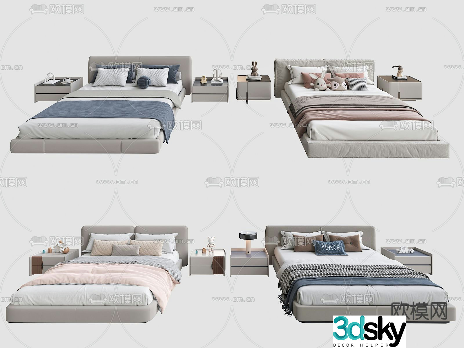 Modern children’s bed boy’s bed girl’s bed 3d model