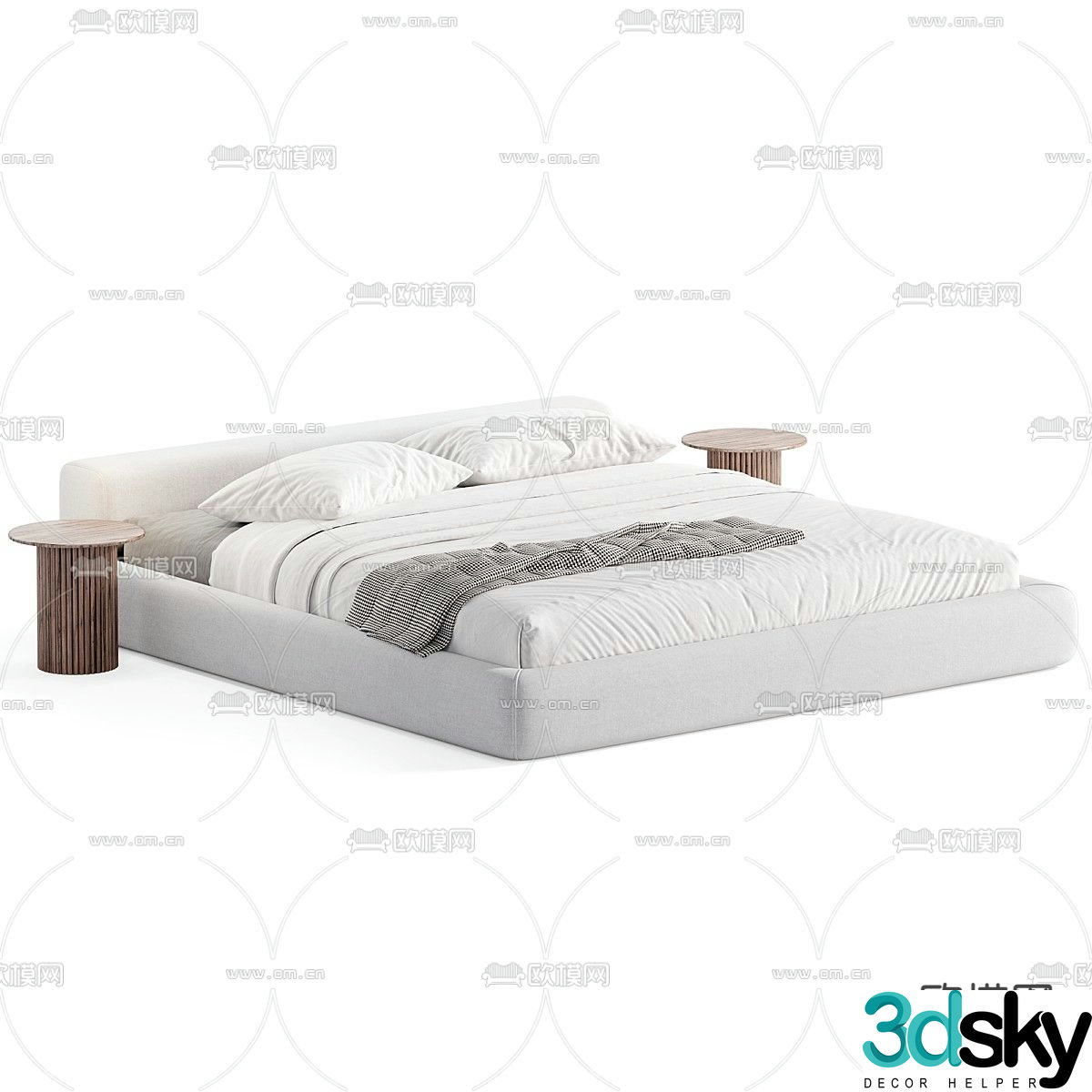Atom double bed 3d model