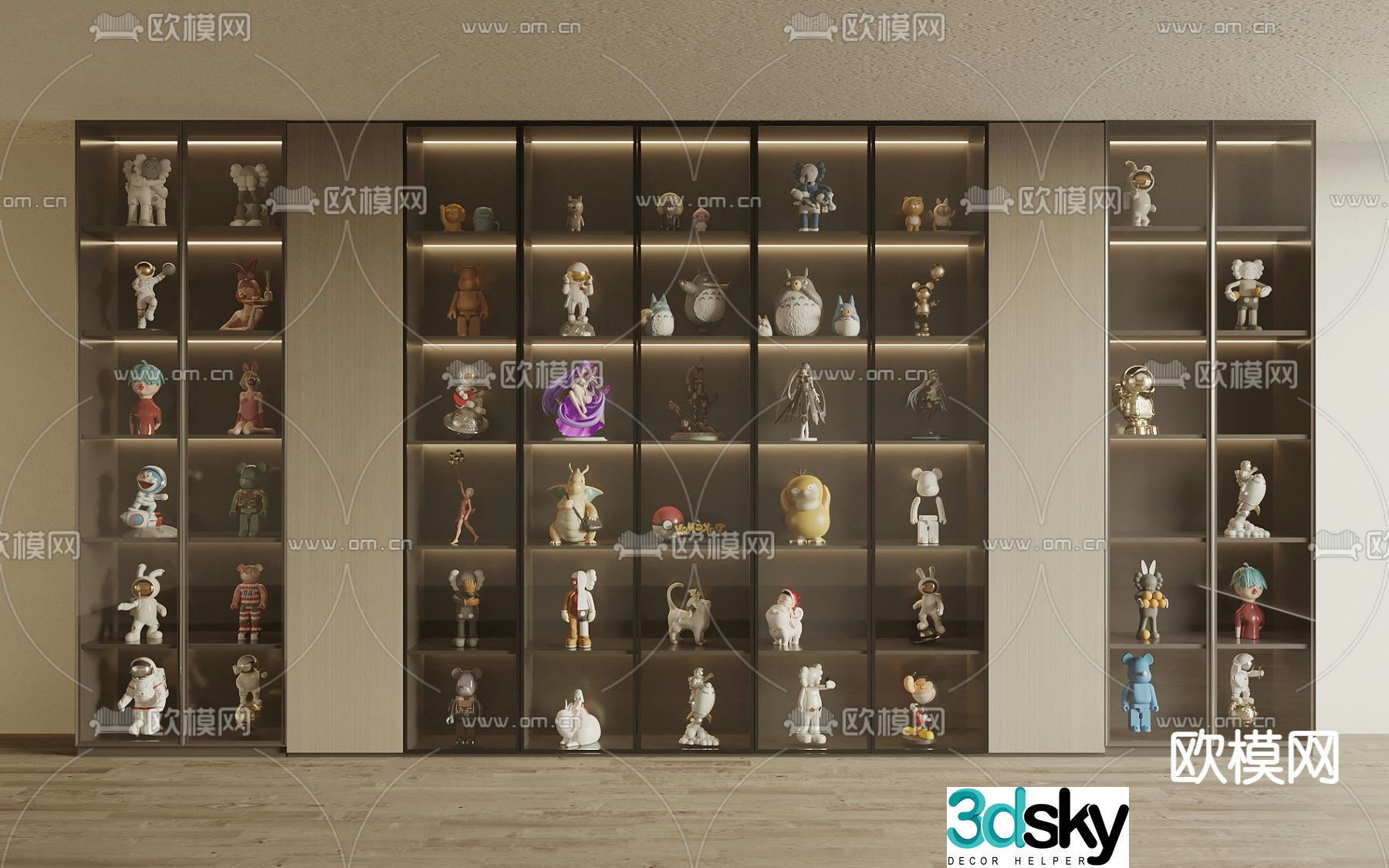 Decorative cabinet figure cabinet trendy doll 3D model