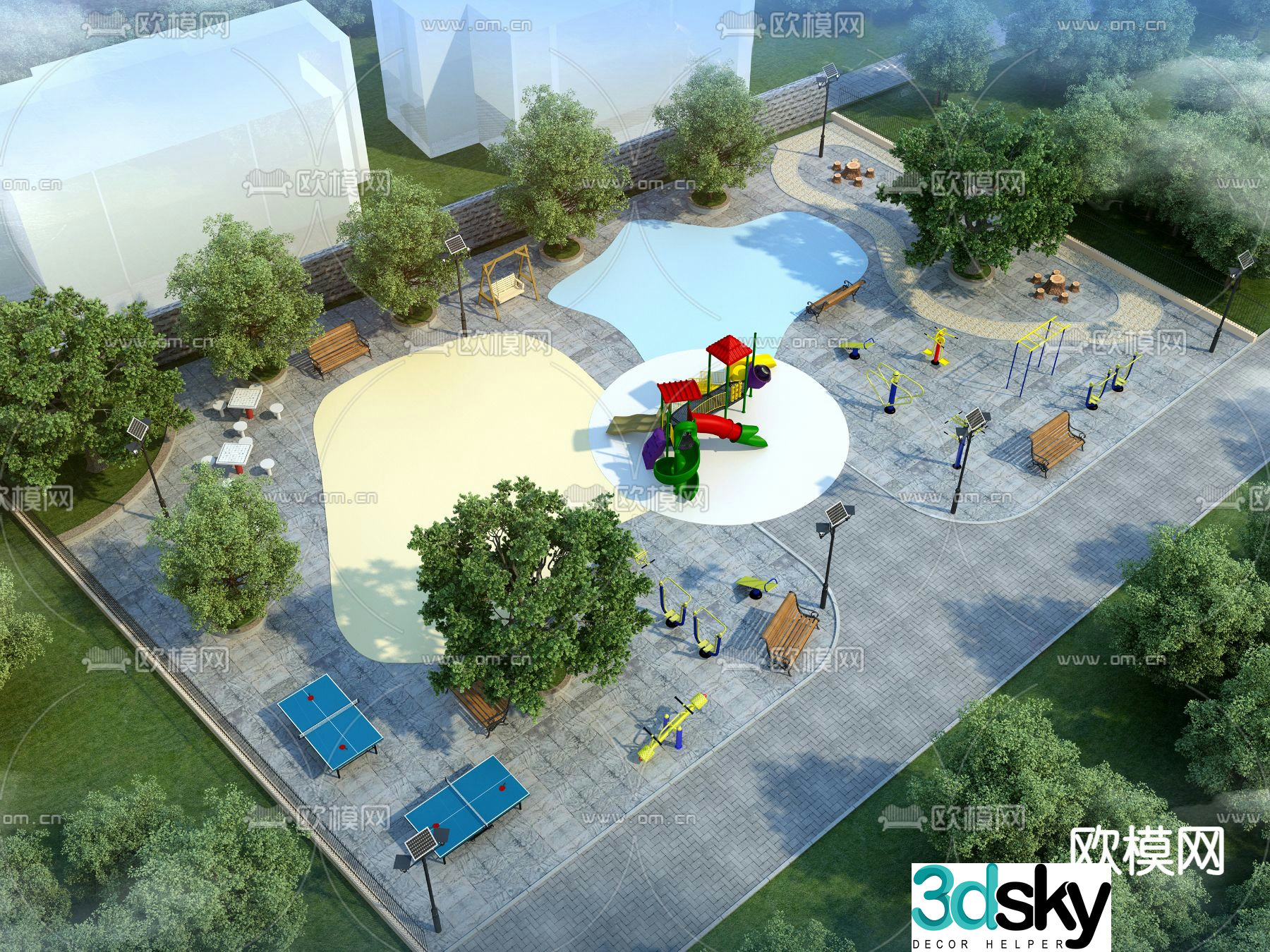 Community landscape square landscape leisure square 3D model