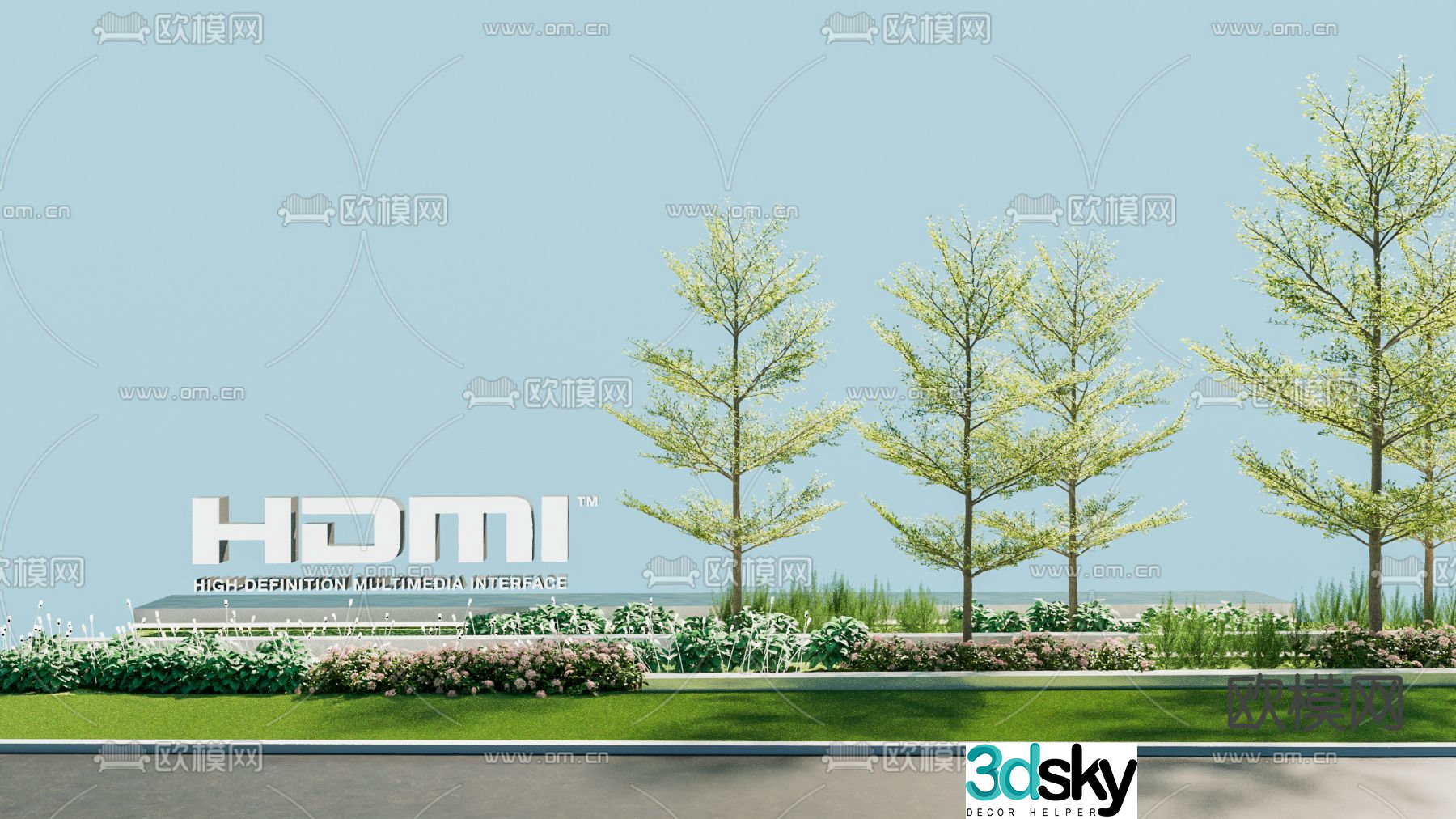 Logo landscape wall landscape sketch 3d model