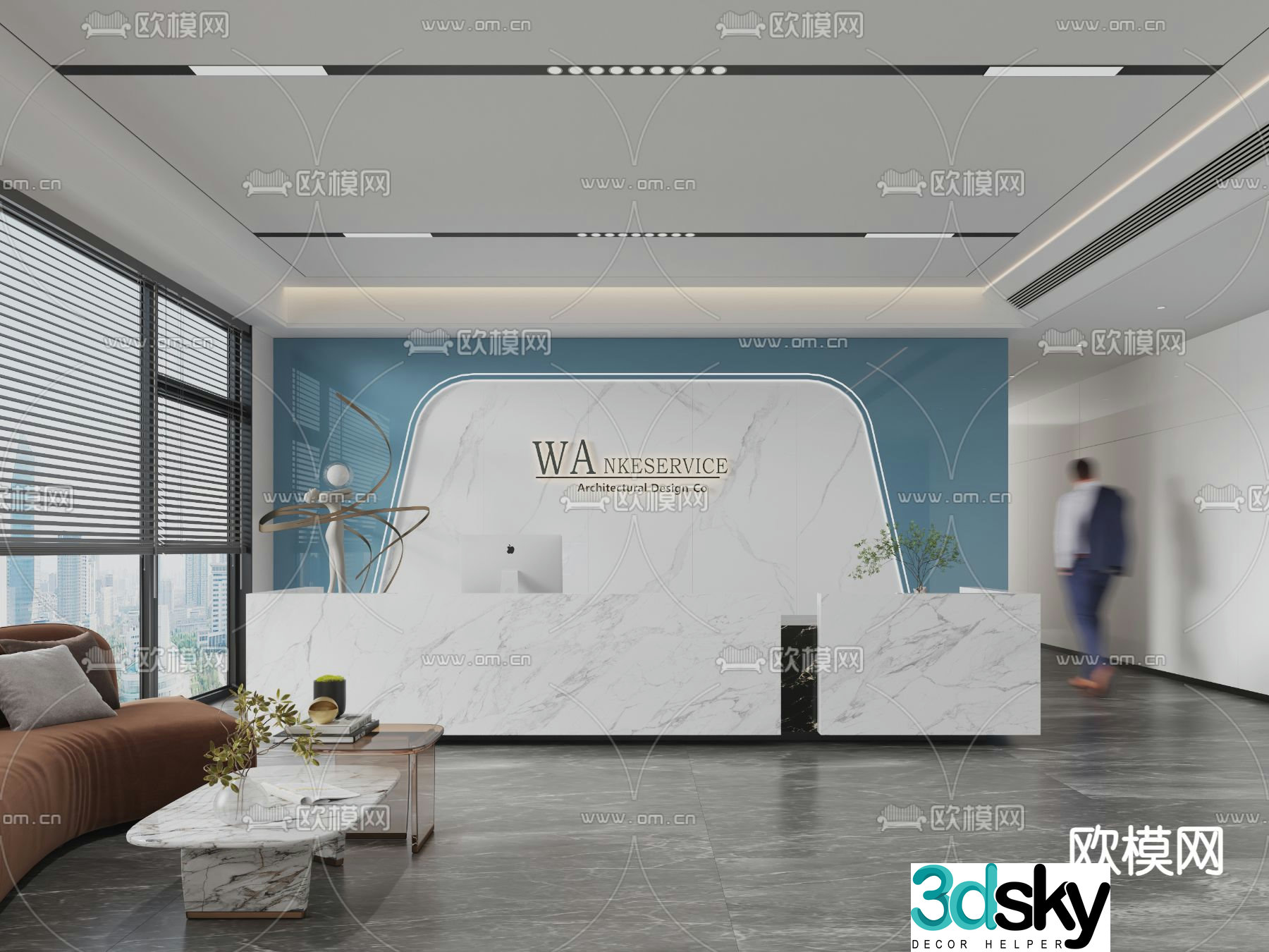 Company front desk reception area 3d model