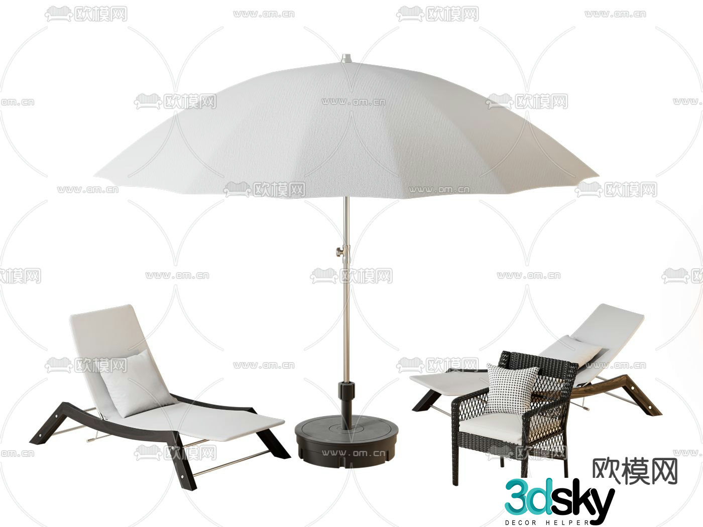 Outdoor lounge chair beach lounge chair 3d model
