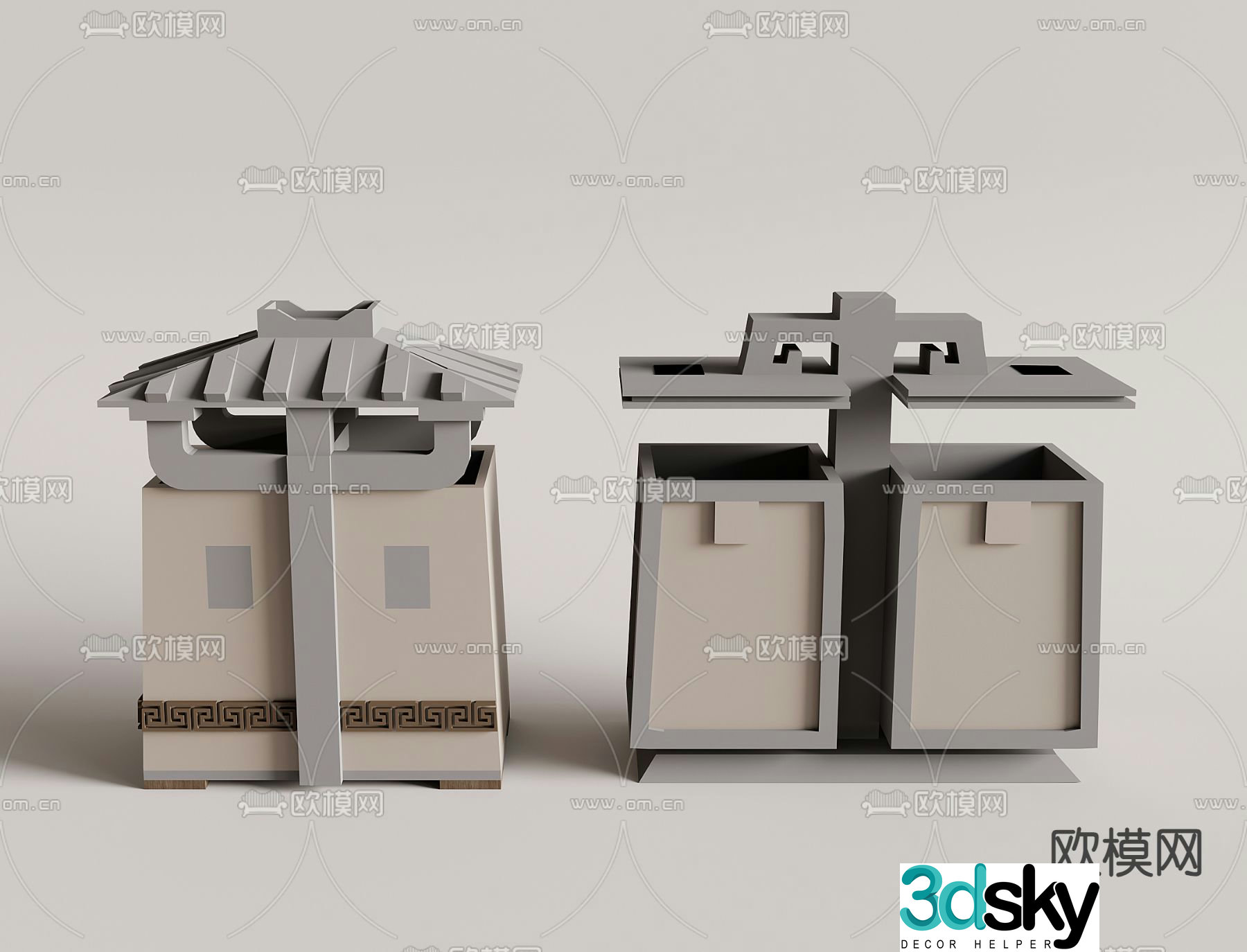 Public trash can classified trash 3d model
