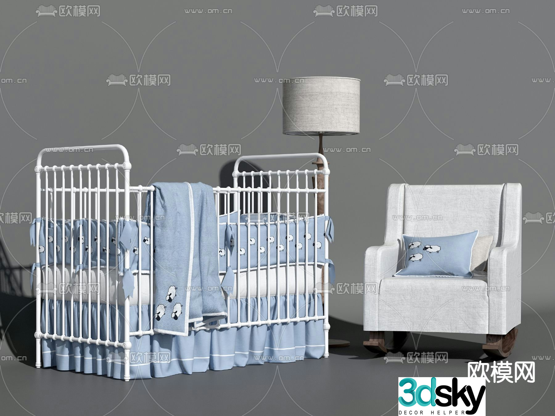 Modern crib 3d model