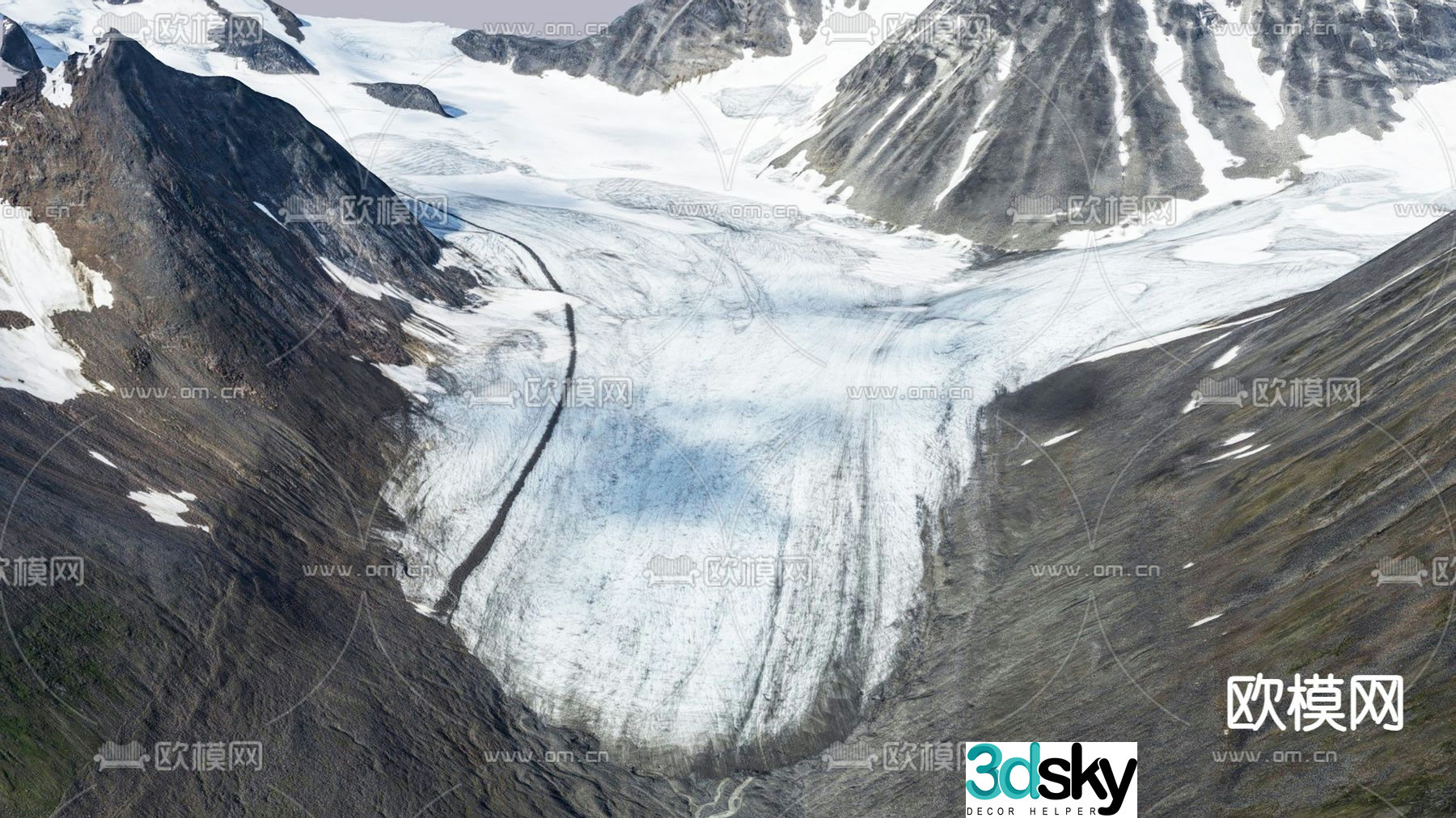 glacier landscape valley canyon 3d model