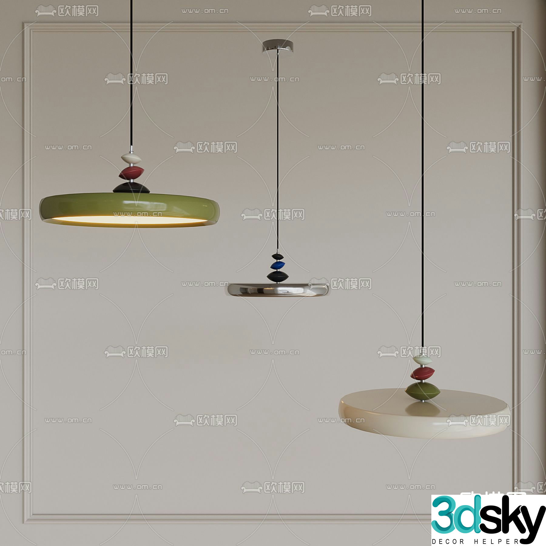 French flying saucer restaurant chandelier lighting 3d model