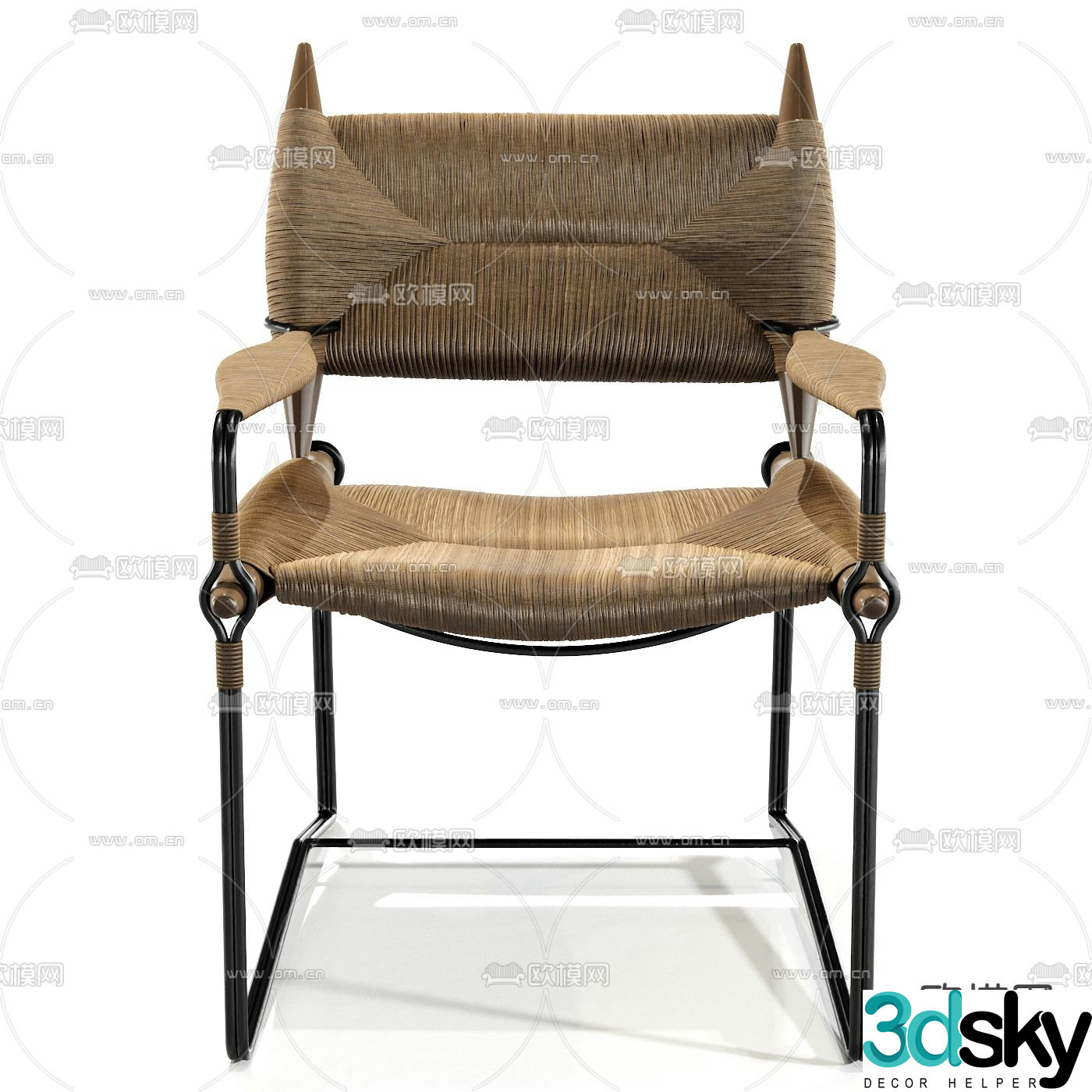 Rattan chair dining chair 3d model