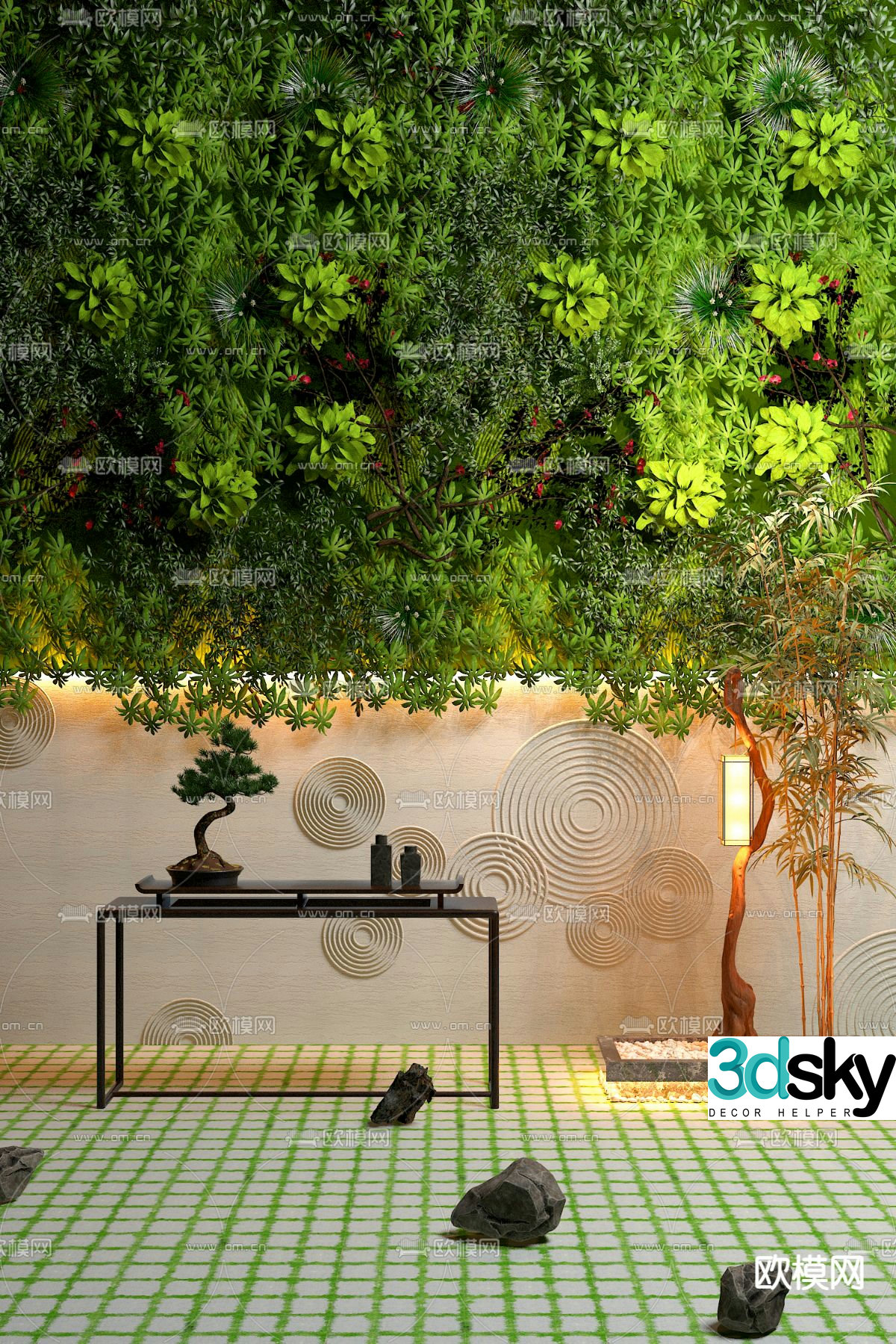 Plant wall landscape sketch 3d model