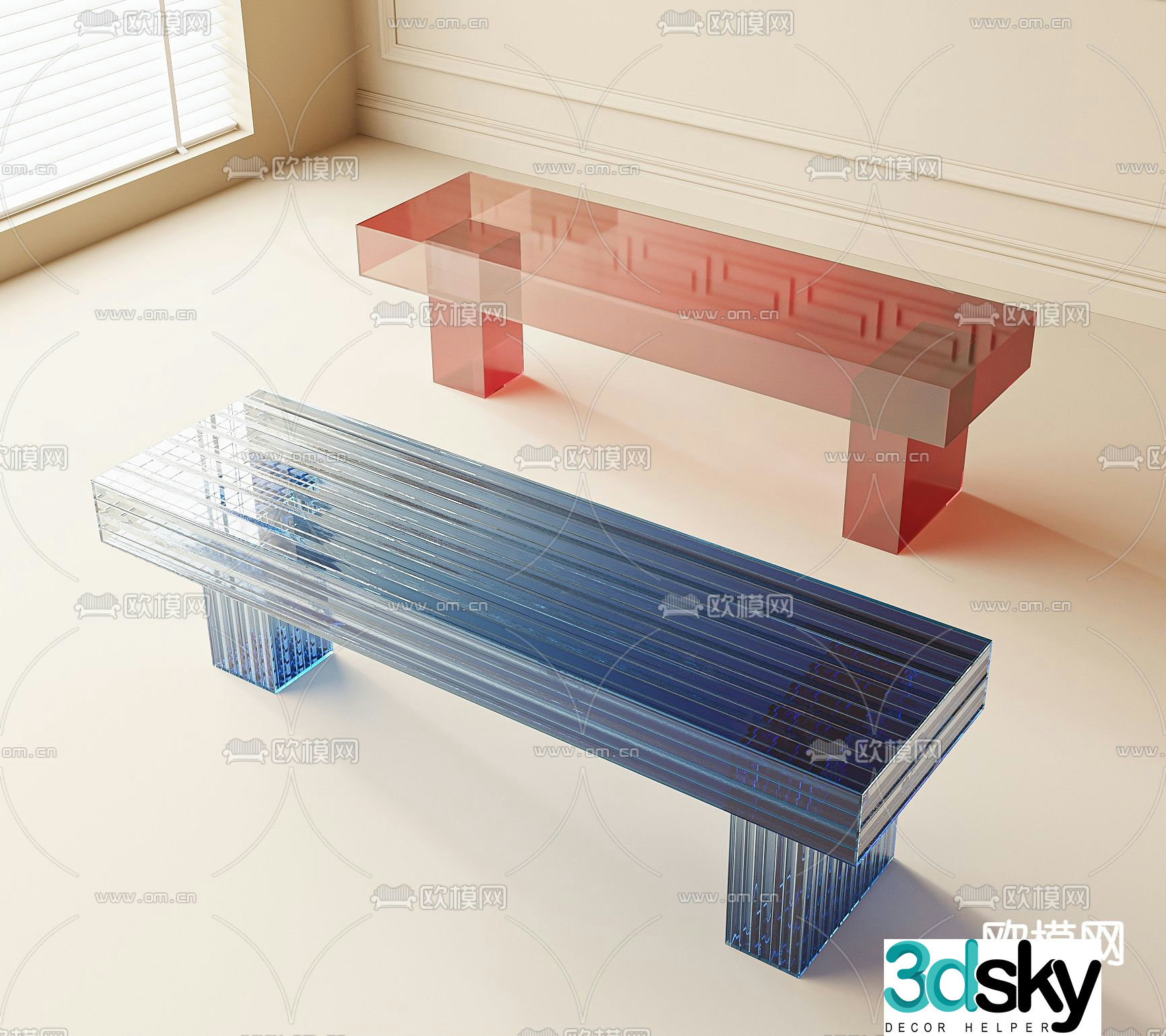 Acrylic bench bench 3d model