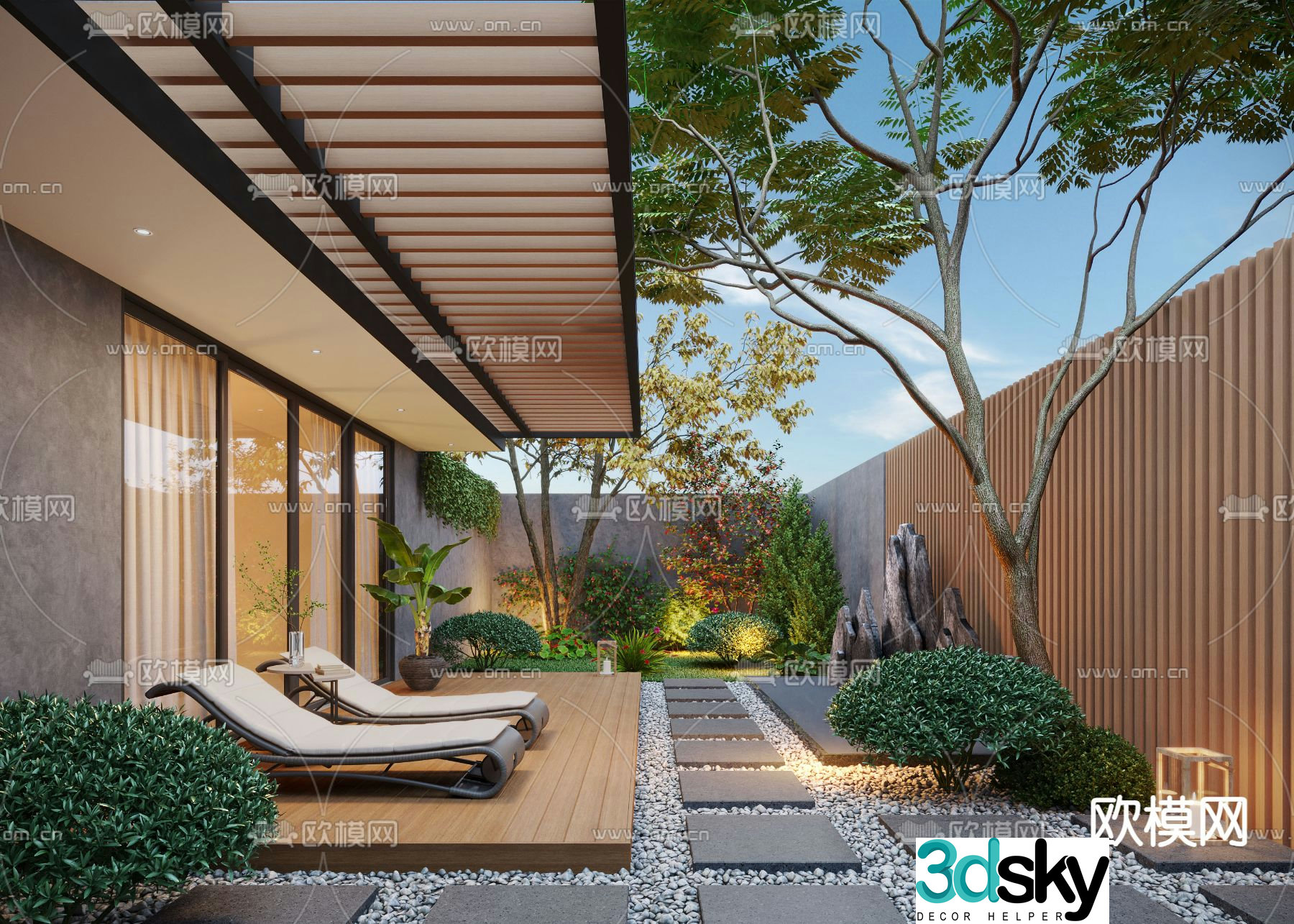 Home courtyard villa courtyard 3d model