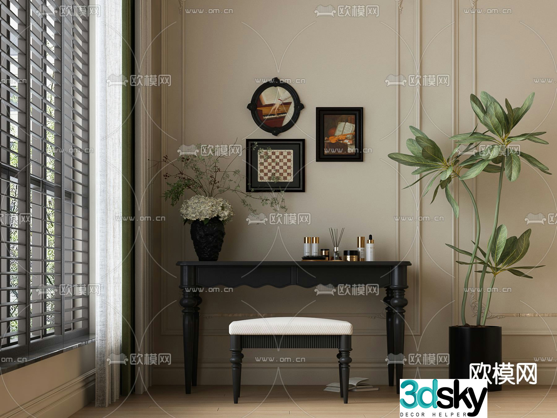 Medieval style dressing table dressing table 3d model