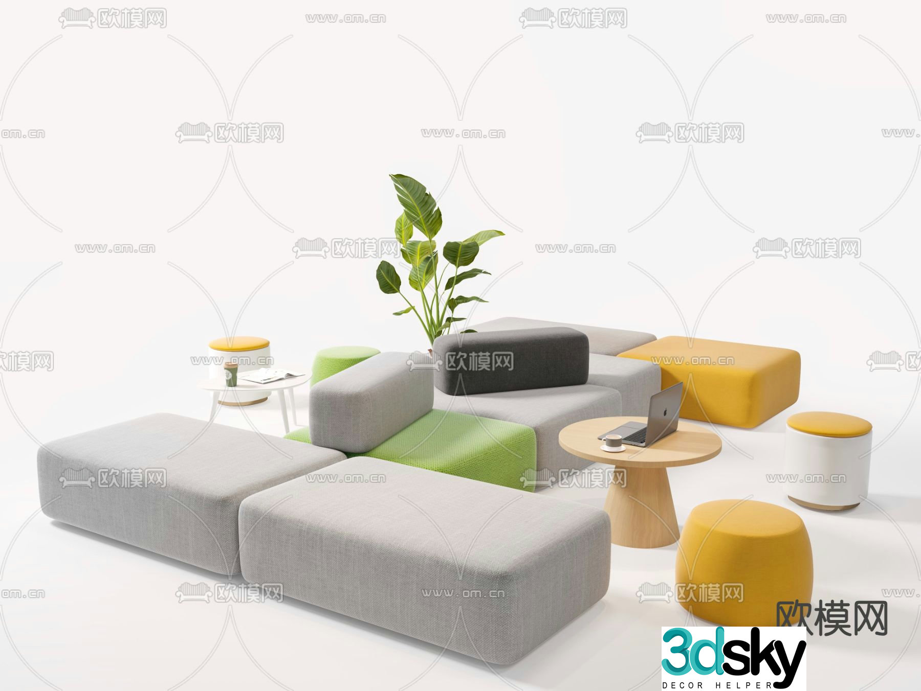 Office sofa booth sofa module sofa 3D model