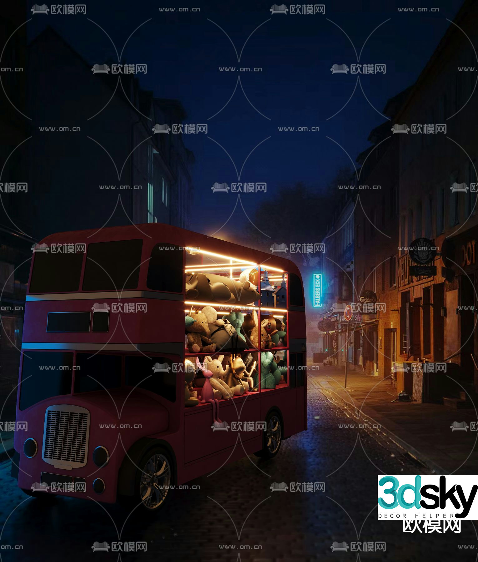 Creative car bus toy car 3d model