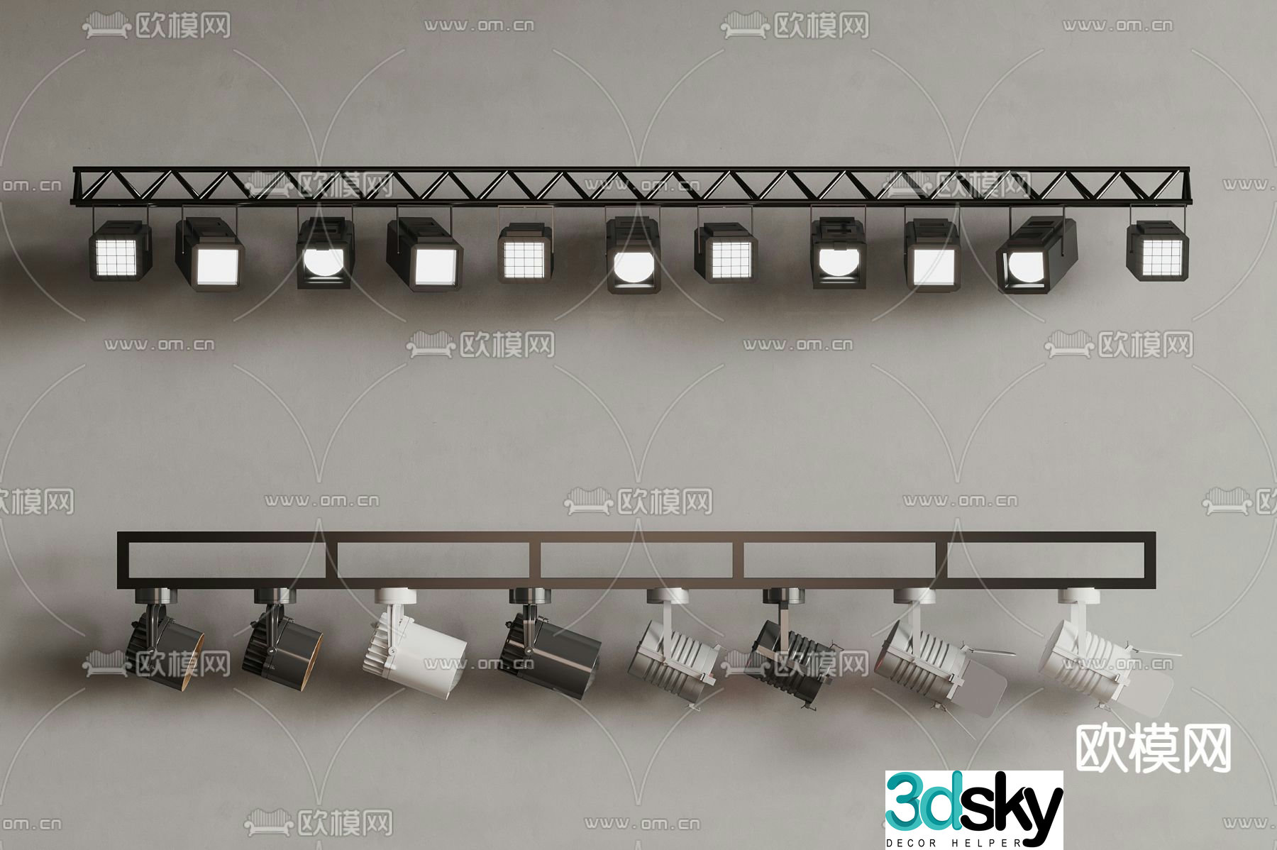 Stage lamp track light 3d model