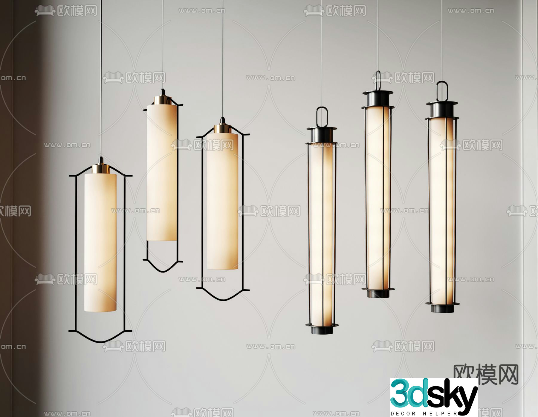 New Chinese style chandelier lantern small chandelier 3d model