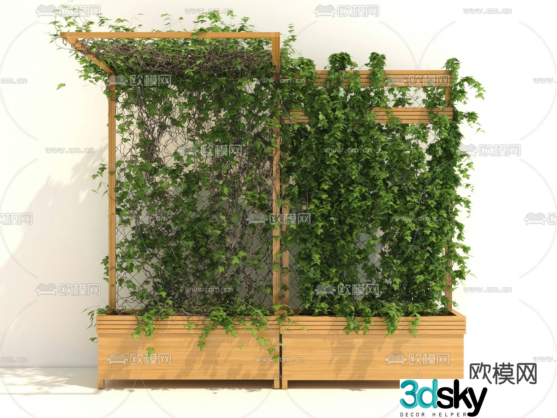 Vine flower box potted plant 3d model