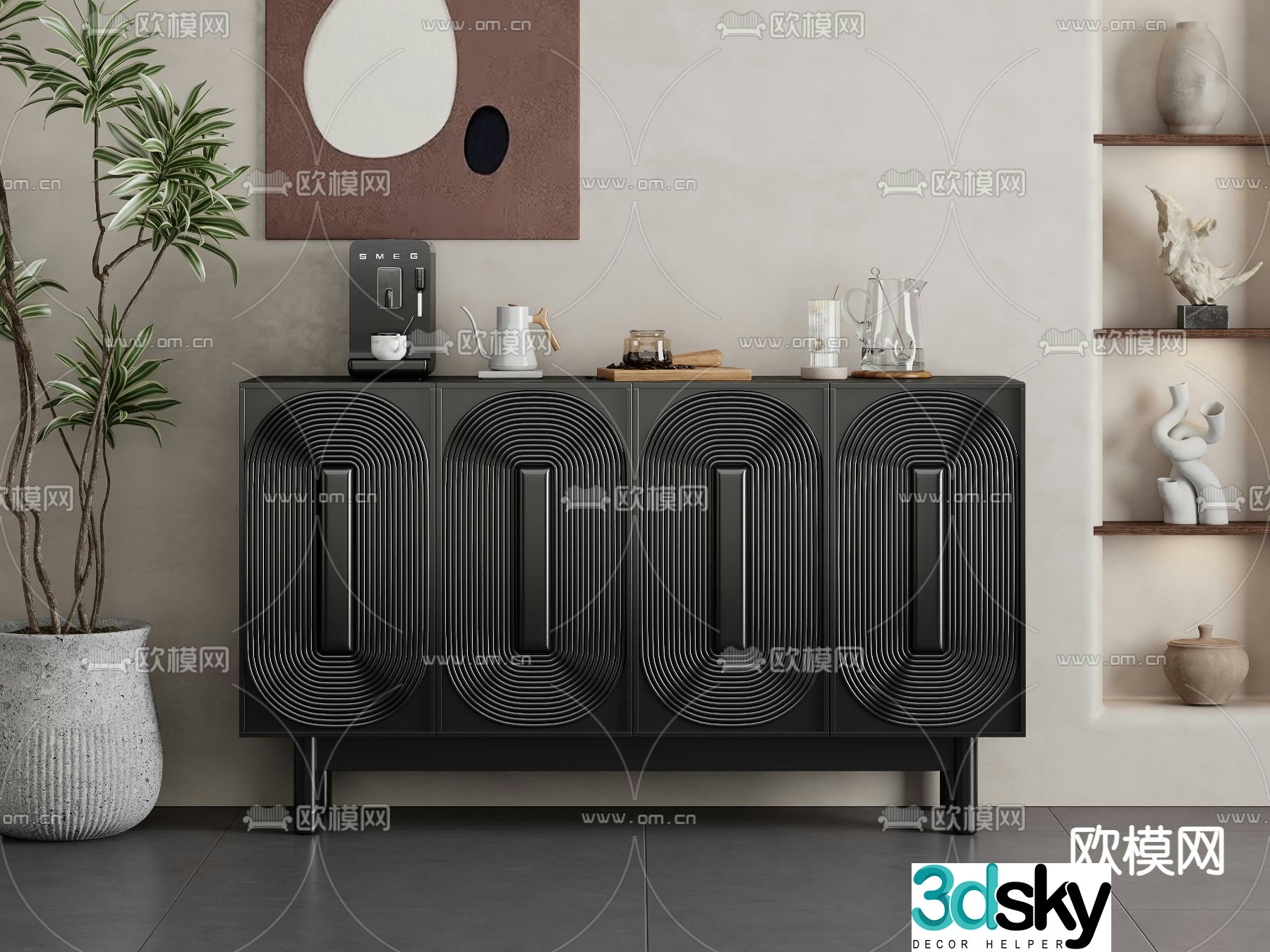 Modern entryway cabinet side cabinet 3d model