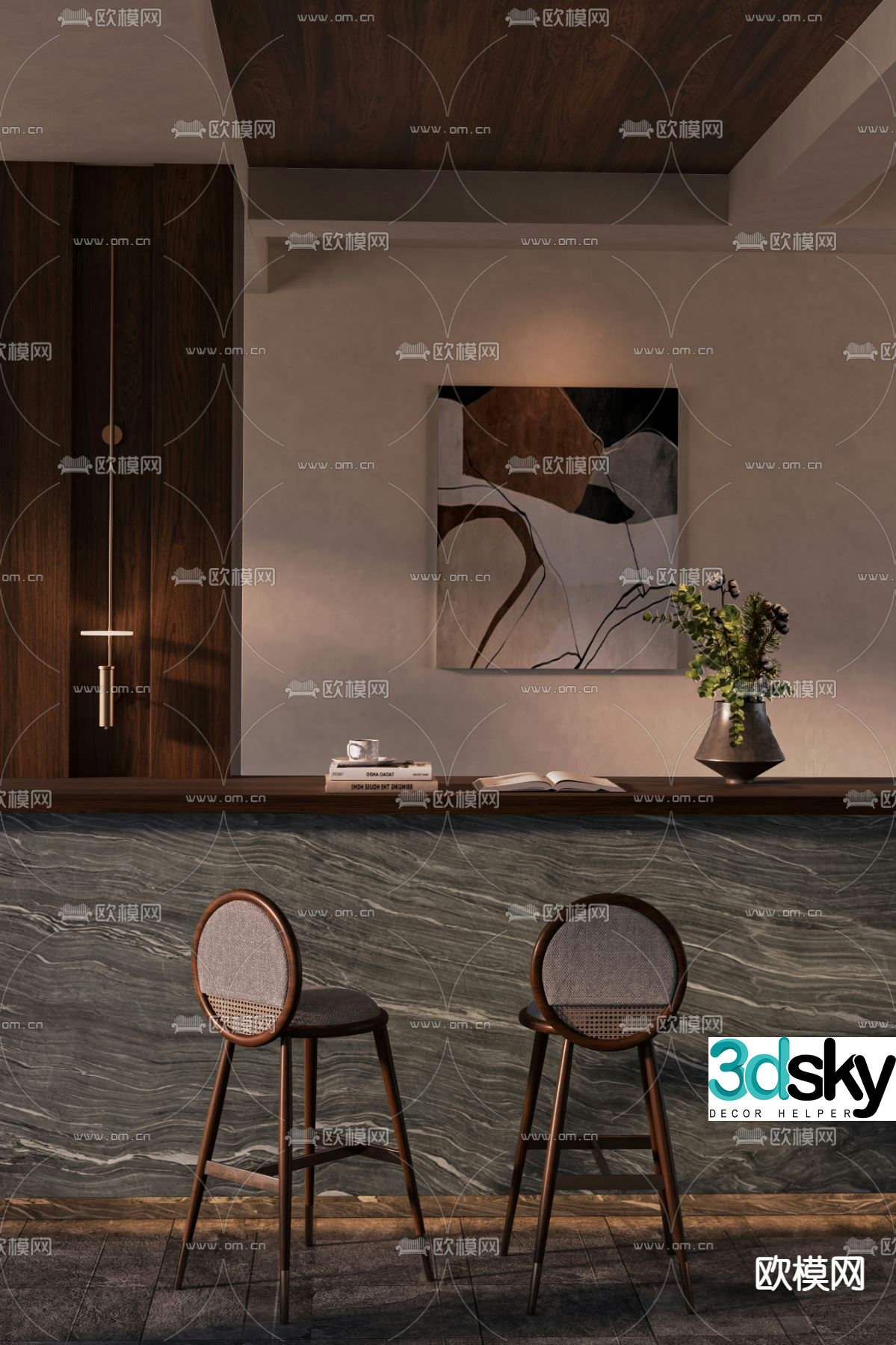 Medieval style bar chair bar stool high stool 3D model