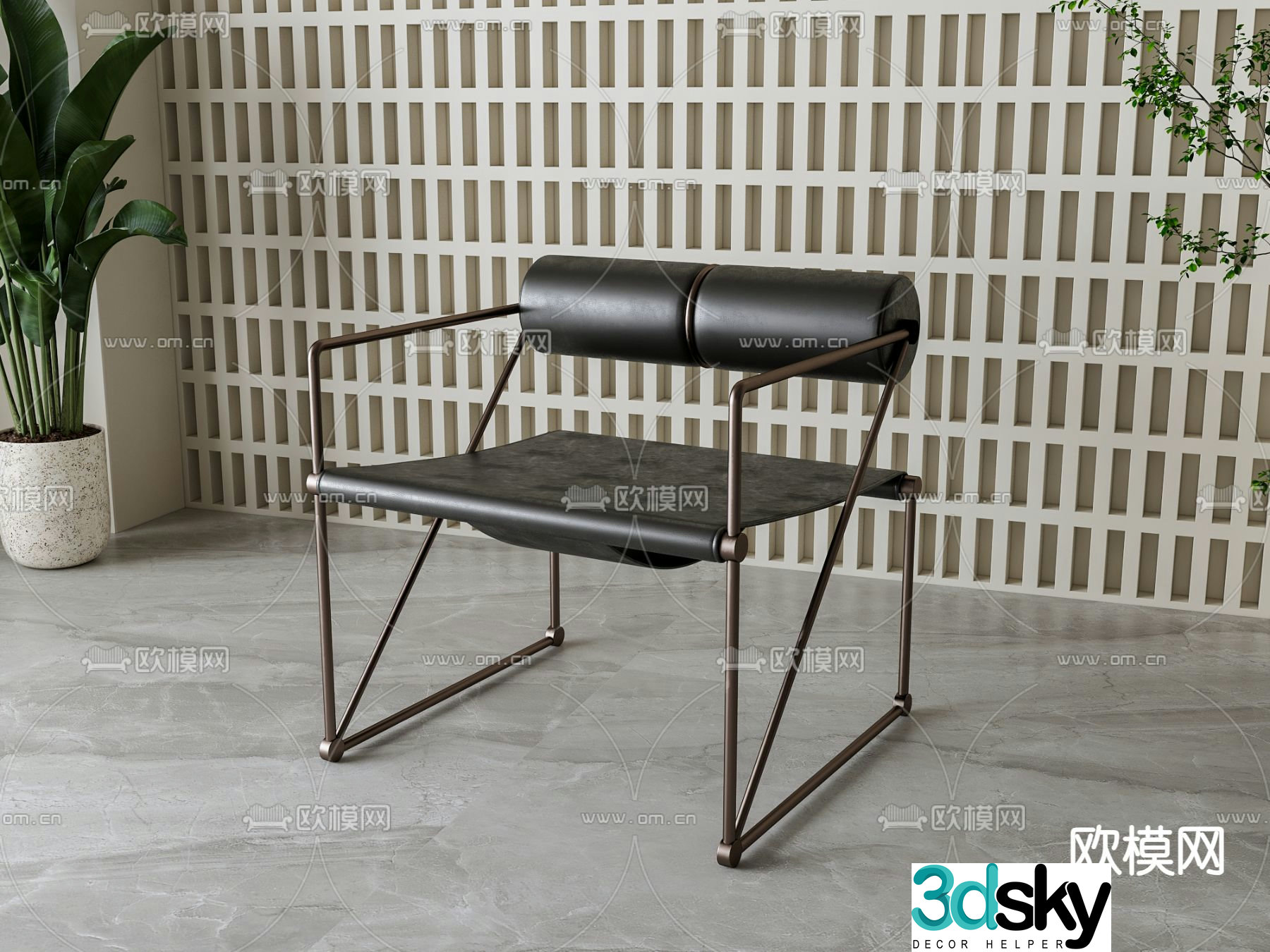 Leather chair leisure chair 3d model