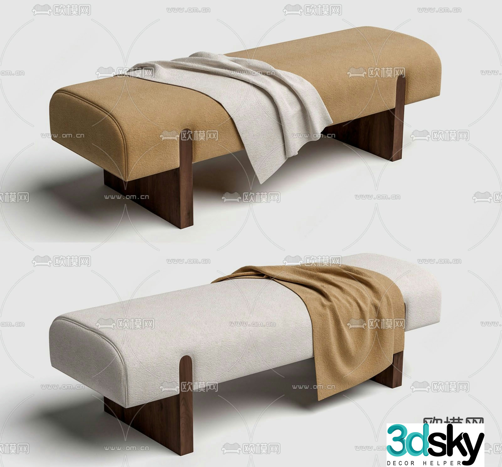 Footrest bedside stool sofa stool bench 3d model