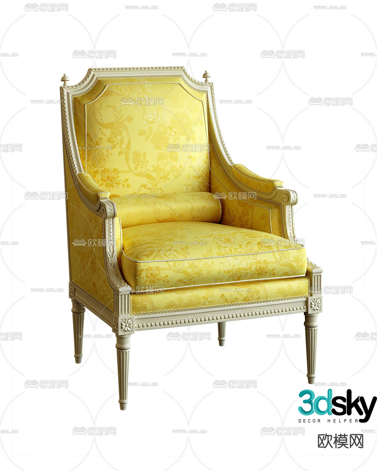 French chair lounge chair 3d model