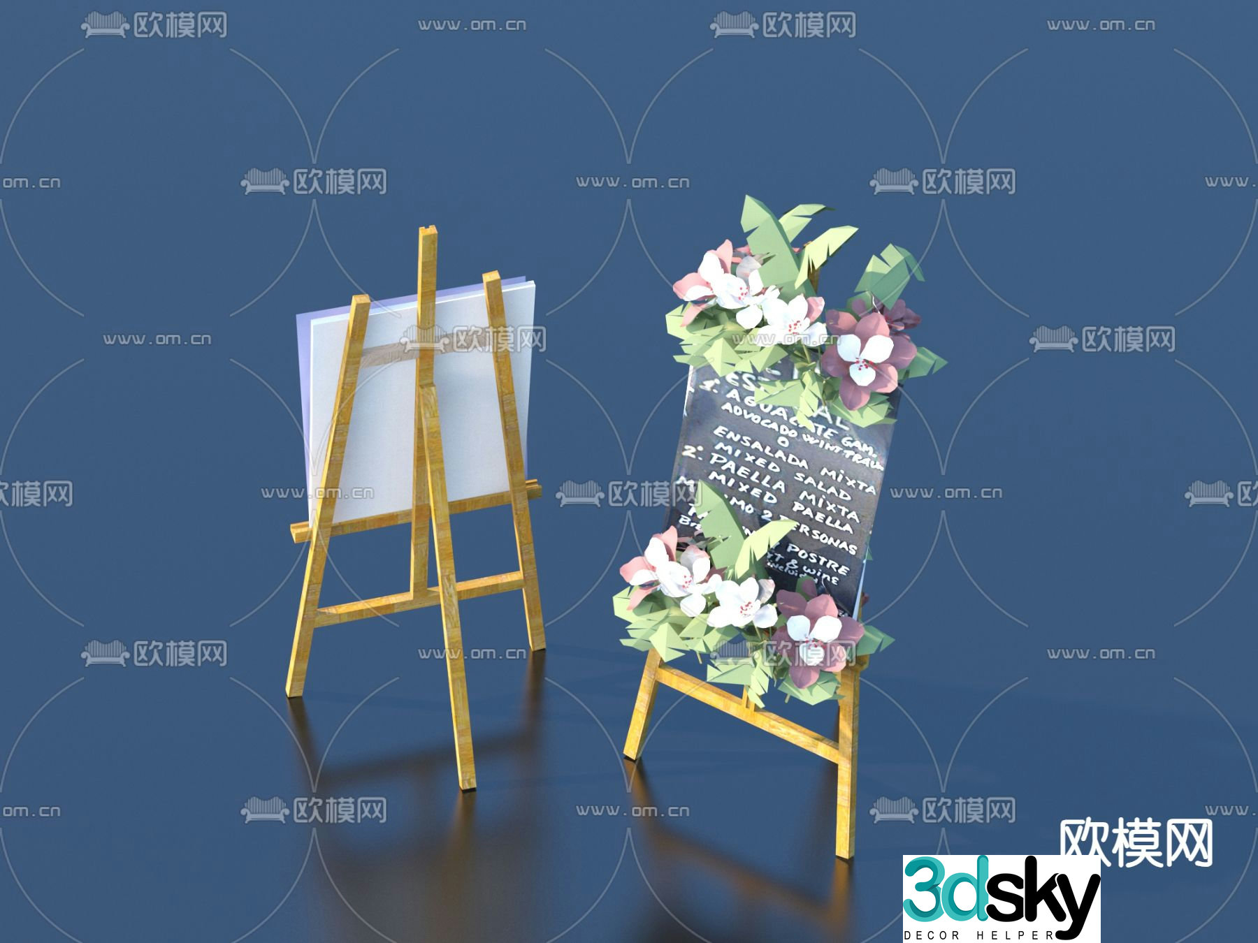 billboard shop sign blackboard 3d model