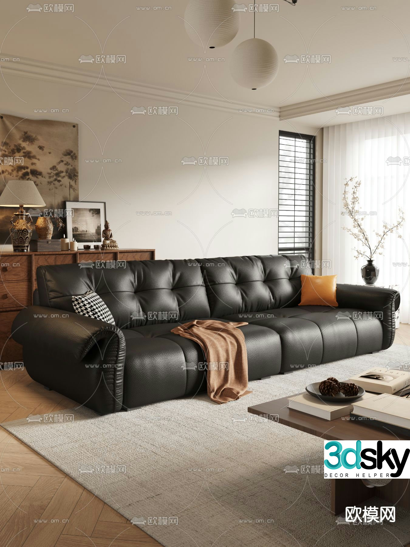 Medieval style multi-person sofa 3D model