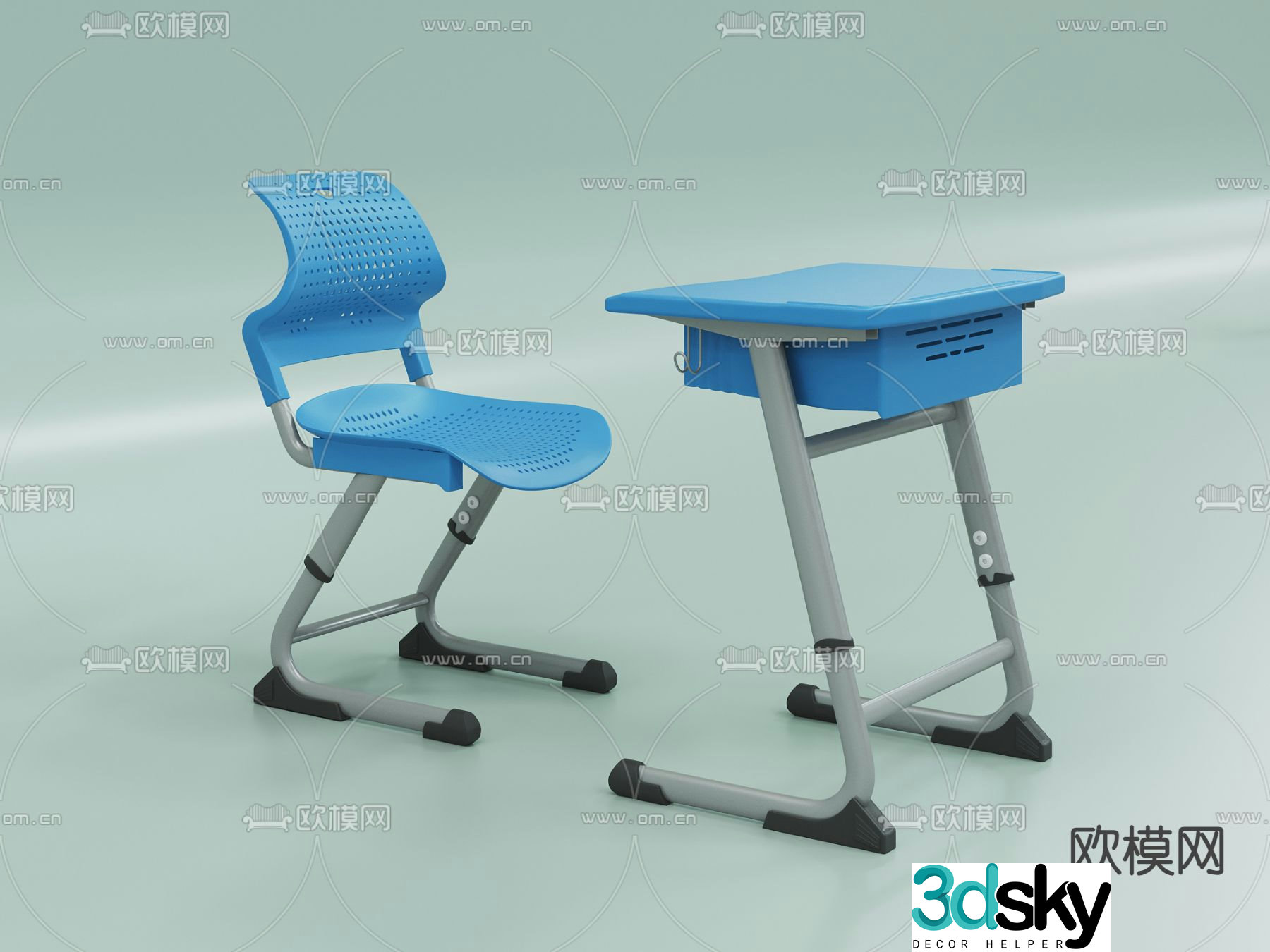 Study table children’s table and chair desk and chair 3d model